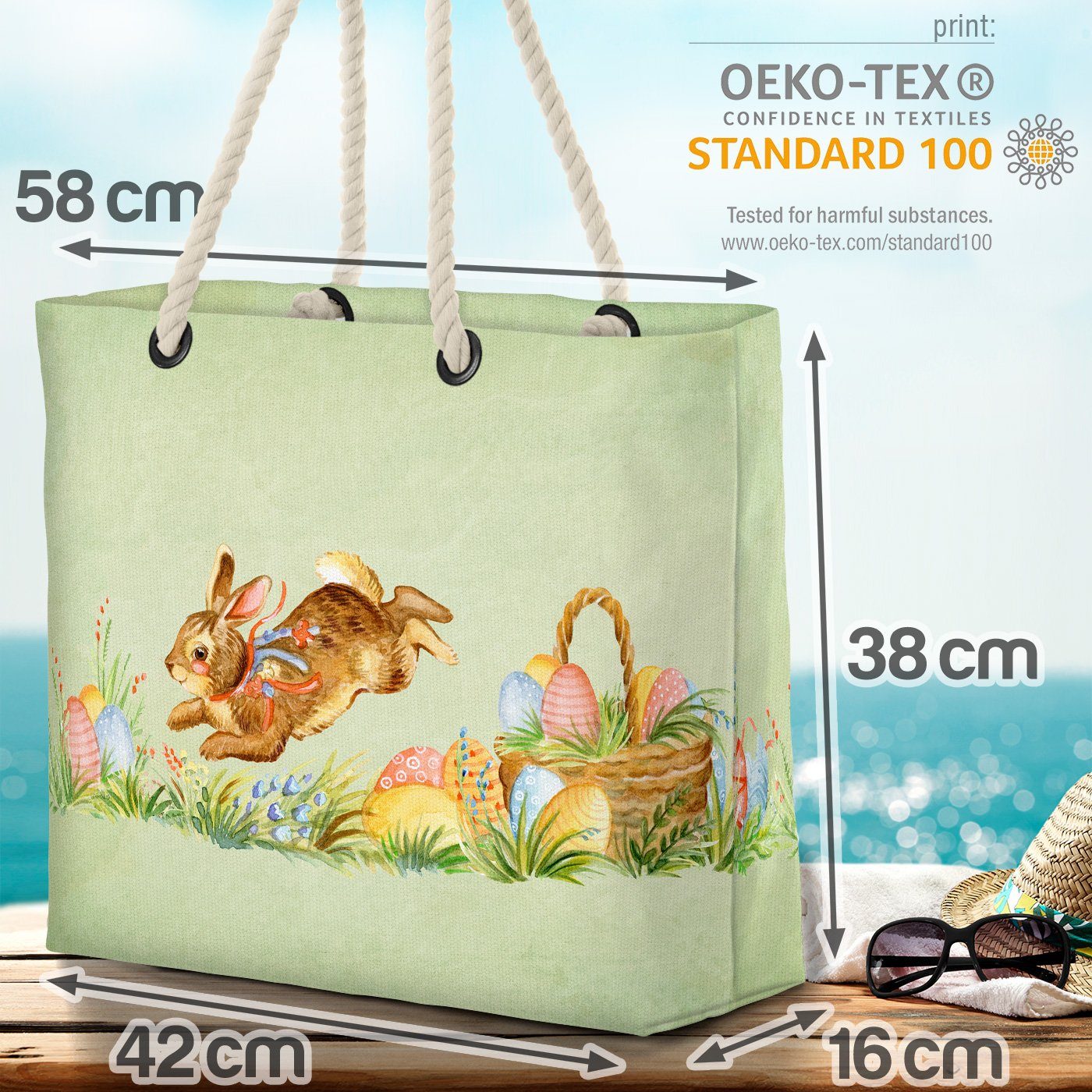 Einkaufstasche Kleiner Ostern Tasche Hase VOID Bag Ostereier Beach Strandtasche (1-tlg),