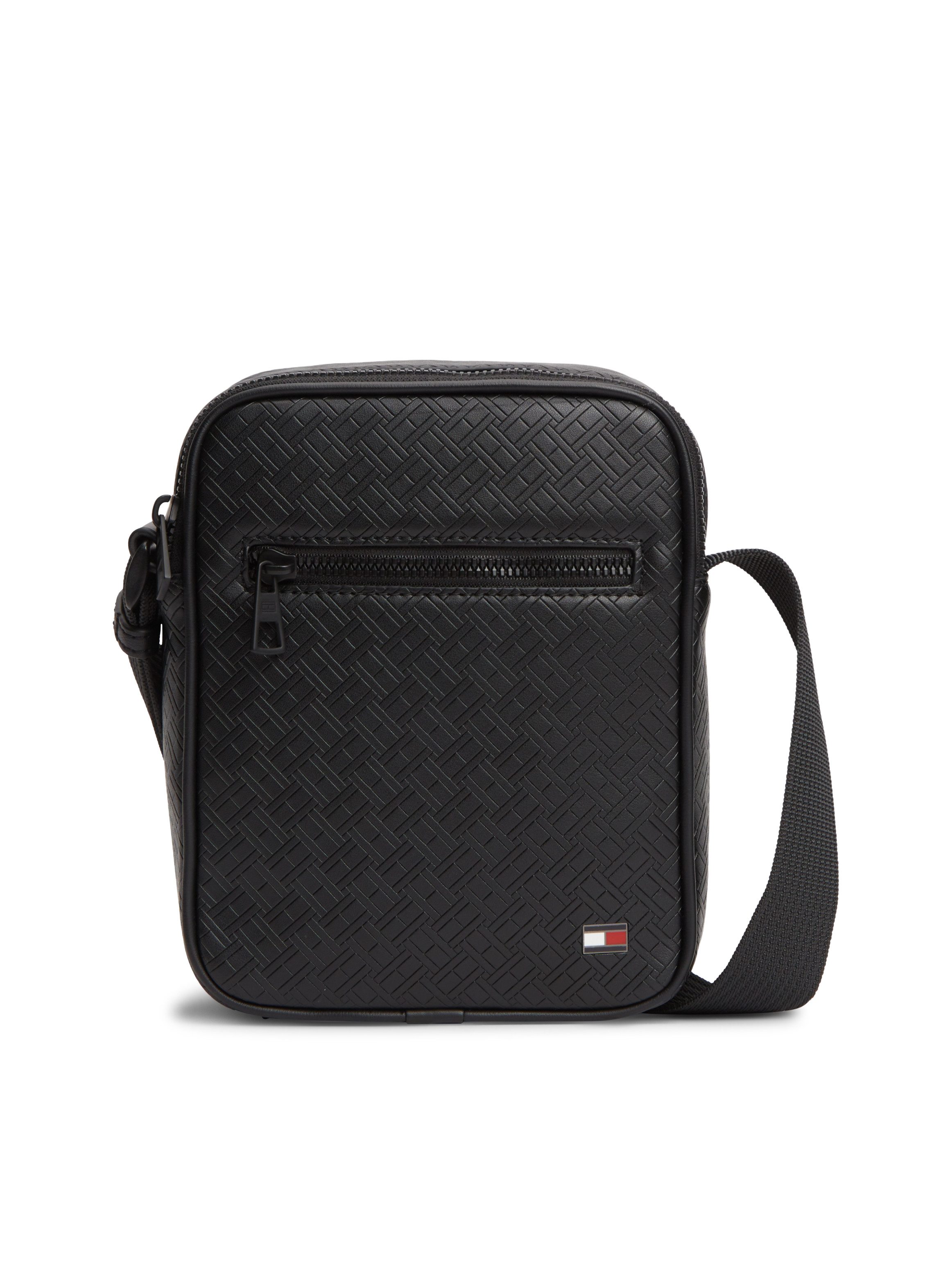 Tommy Hilfiger Umhängetasche TH EMBOSSED FLAG MINI REPORTER, Unisex Mini-Bag, Schultertasche, Cross-Body Bag mit Allover-Muster TH