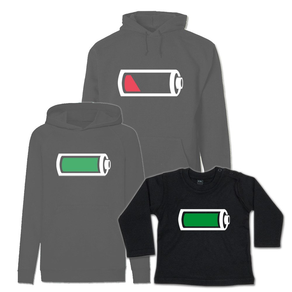 G-graphics Kapuzenpullover Batterie leer & Batterie voll (Familienset, Einzelteile zum selbst zusammenstellen) Kinder & Erwachsenen-Hoodie & Baby Sweater