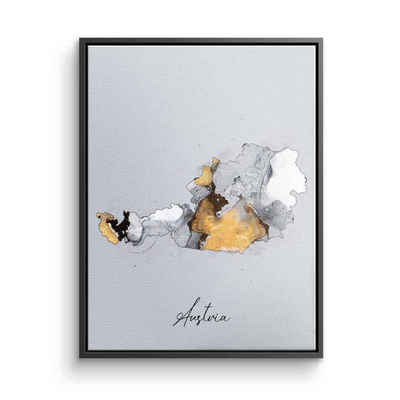DOTCOMCANVAS® Leinwandbild Abstract Countries - Austria, Österreich Leinwandbild Austria abstrakt weiß gold elegant Wandbild