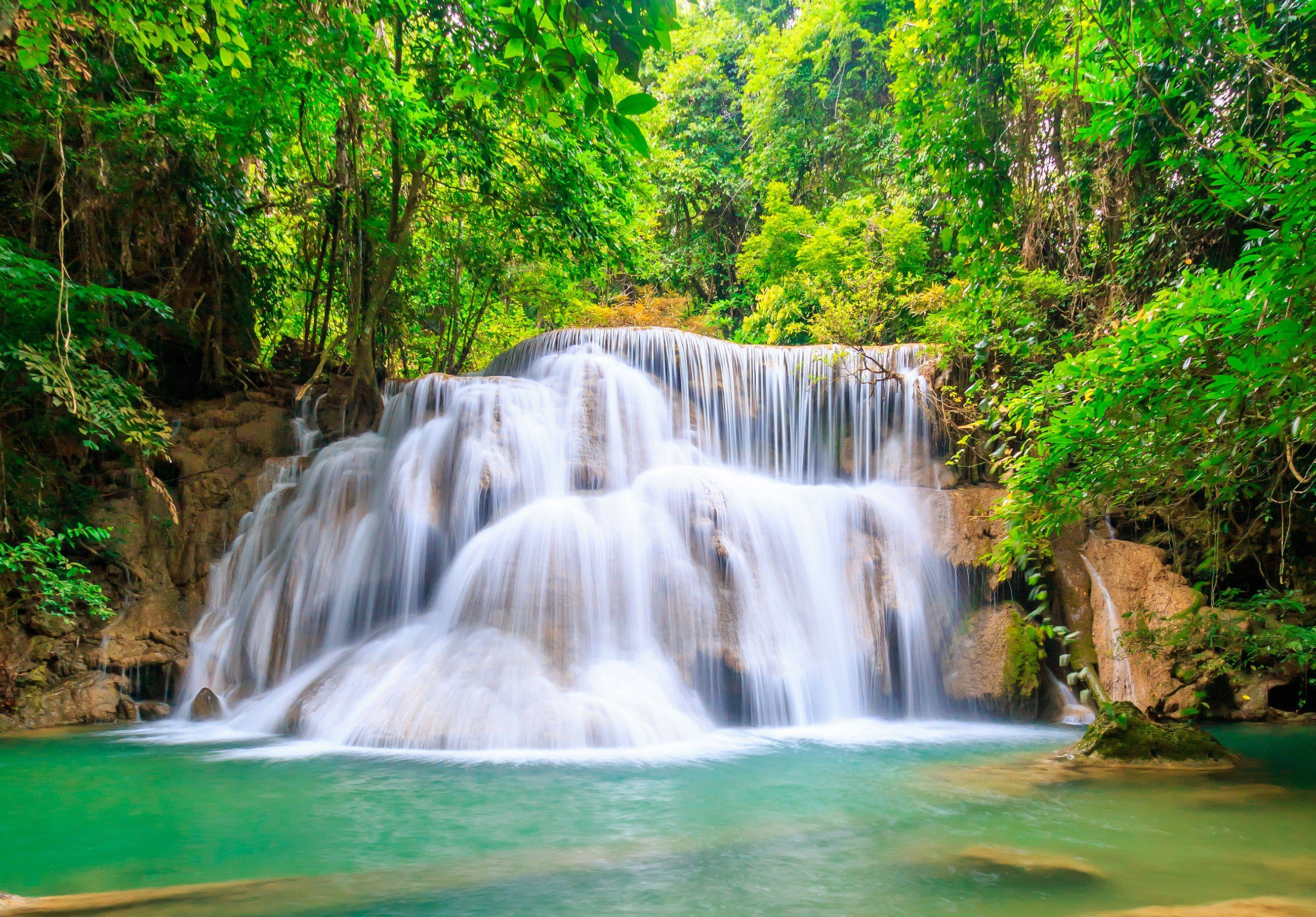 oder Kleister Landschaft Wallarena Vliestapete inklusive Wald Wandtapete Wasserfall Wasserfall, Natur für Vliestapete Fototapete Tapete Glatt, Vlies Motivtapete, Schlafzimmer Wohnzimmer