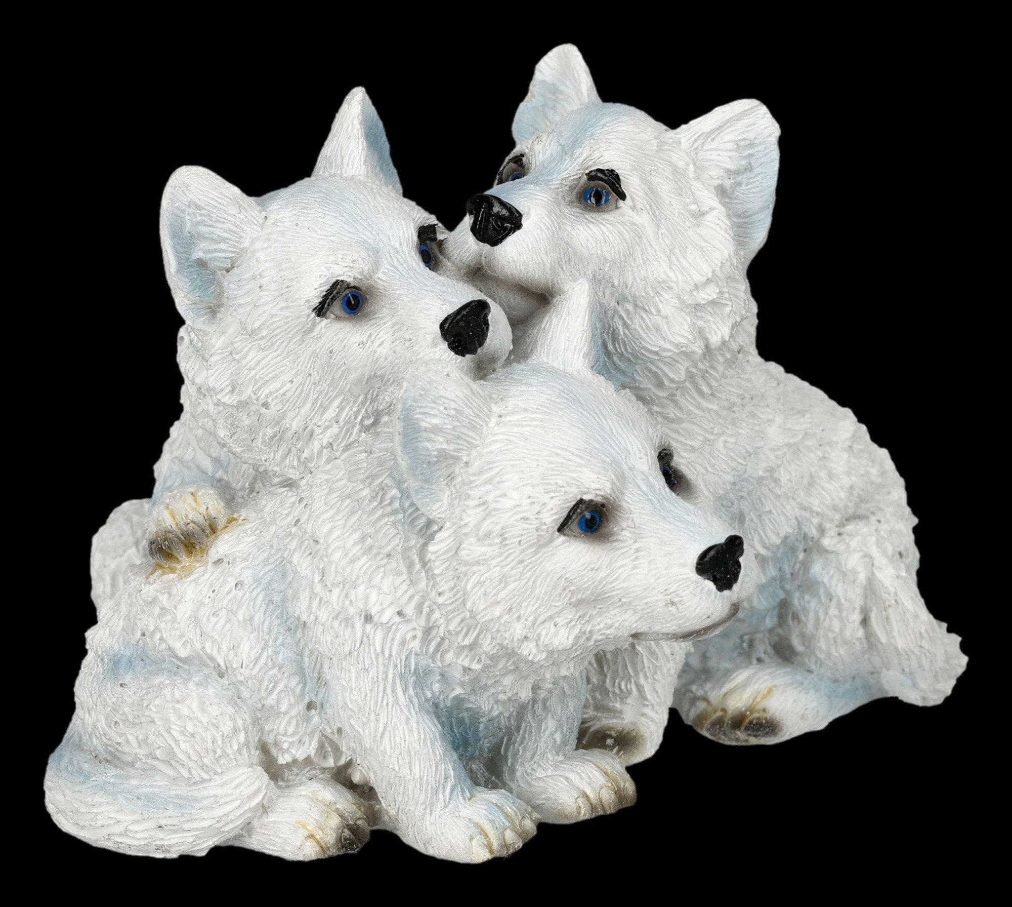 Figuren Shop GmbH Tierfigur Wolfswelpen Figur – weiße Wolf Statue handbemalt Sammlerfigur 7 cm
