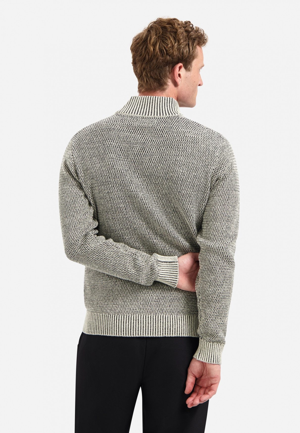 NO EXCESS Stehkragenpullover No Excess Schwere melierte Strickjacke günstig online kaufen