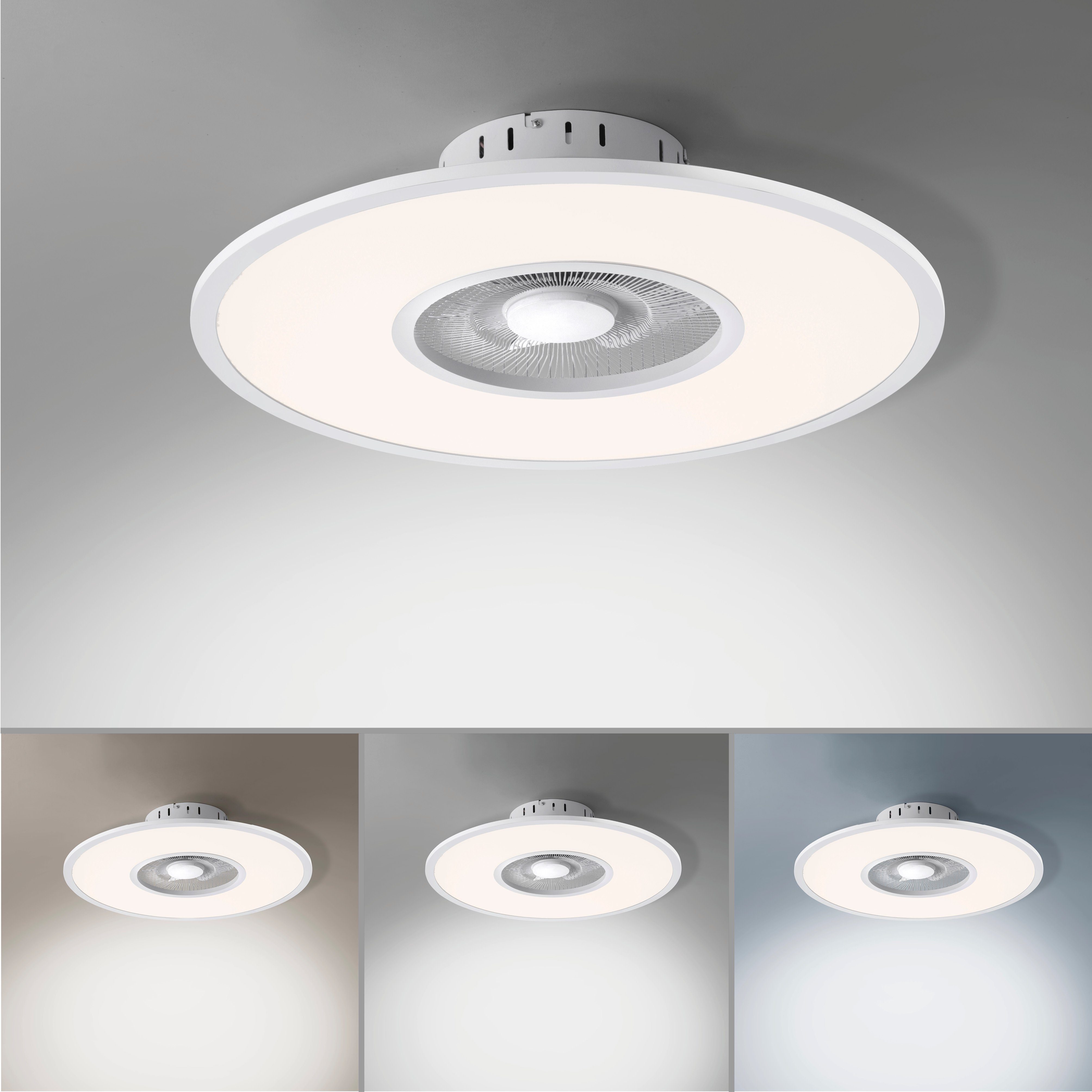 Leuchten Direkt LED Deckenleuchte FLAT-AIR, - - Fernbedienung über nach warmweiß CCT - Fernbedienung, Trennung CCT integriert, fest Netz, vom über Memory, Ventilatorfunktion, kaltweiß, LED Dimmfunktion