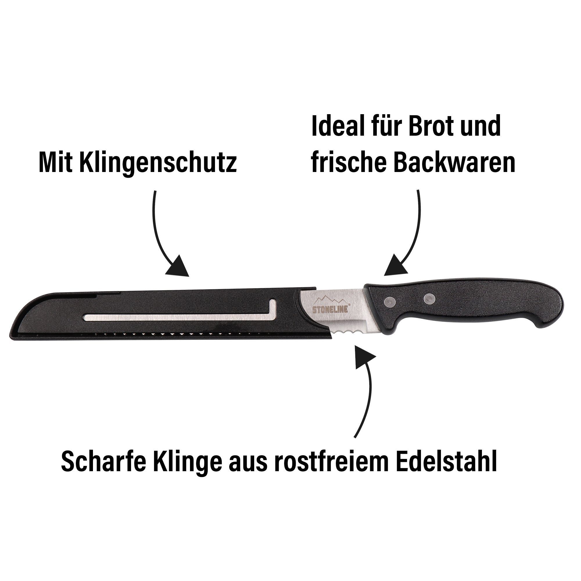 Brotmesser, STONELINE in Klingenschutz, mit Designed Germany Edelstahl rostfrei,