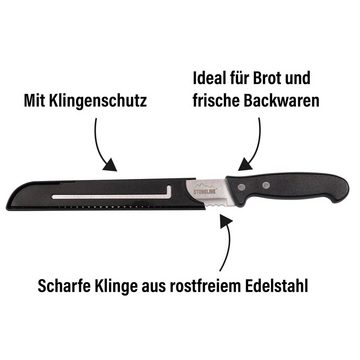 STONELINE Brotmesser, Edelstahl rostfrei, mit Klingenschutz, Designed in Germany