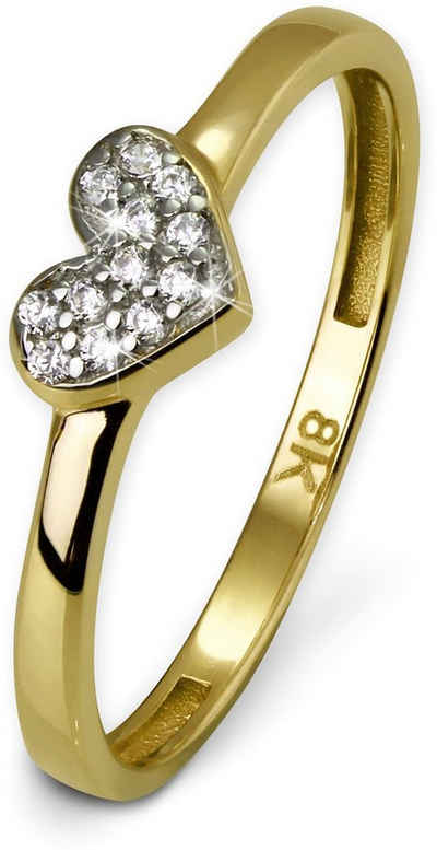 GoldDream Goldring »GDR503YX GoldDream Ring Herz Gr.54-60 Gold 8K« (Fingerring), Damenring (Herz) 333 Gelbgold - 8 Karat, Farbe: gold, weiß