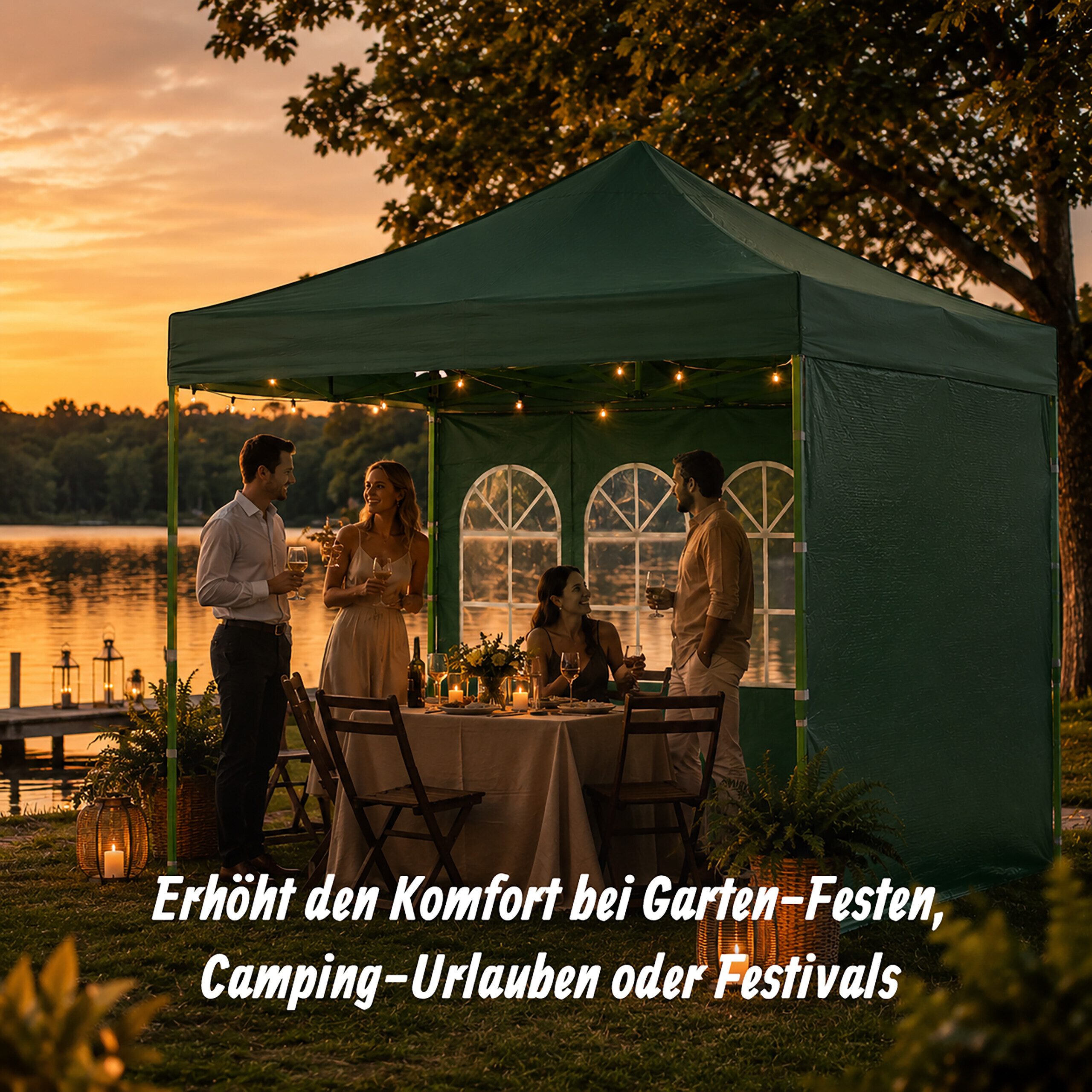 relaxdays Pavillonseitenteil Pavillon-Seitenteile 2er Set, 290x190 cm, weiß – Bild 5 von 5