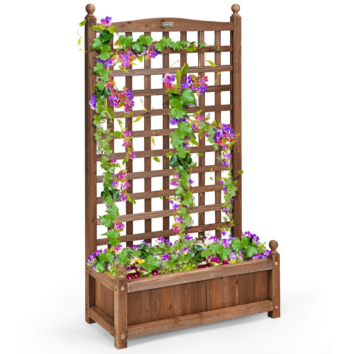 COSTWAY Blumenkasten, Pflanzkasten, Hochbeet mit Spalier, 64,5x28x120 cm günstig online kaufen