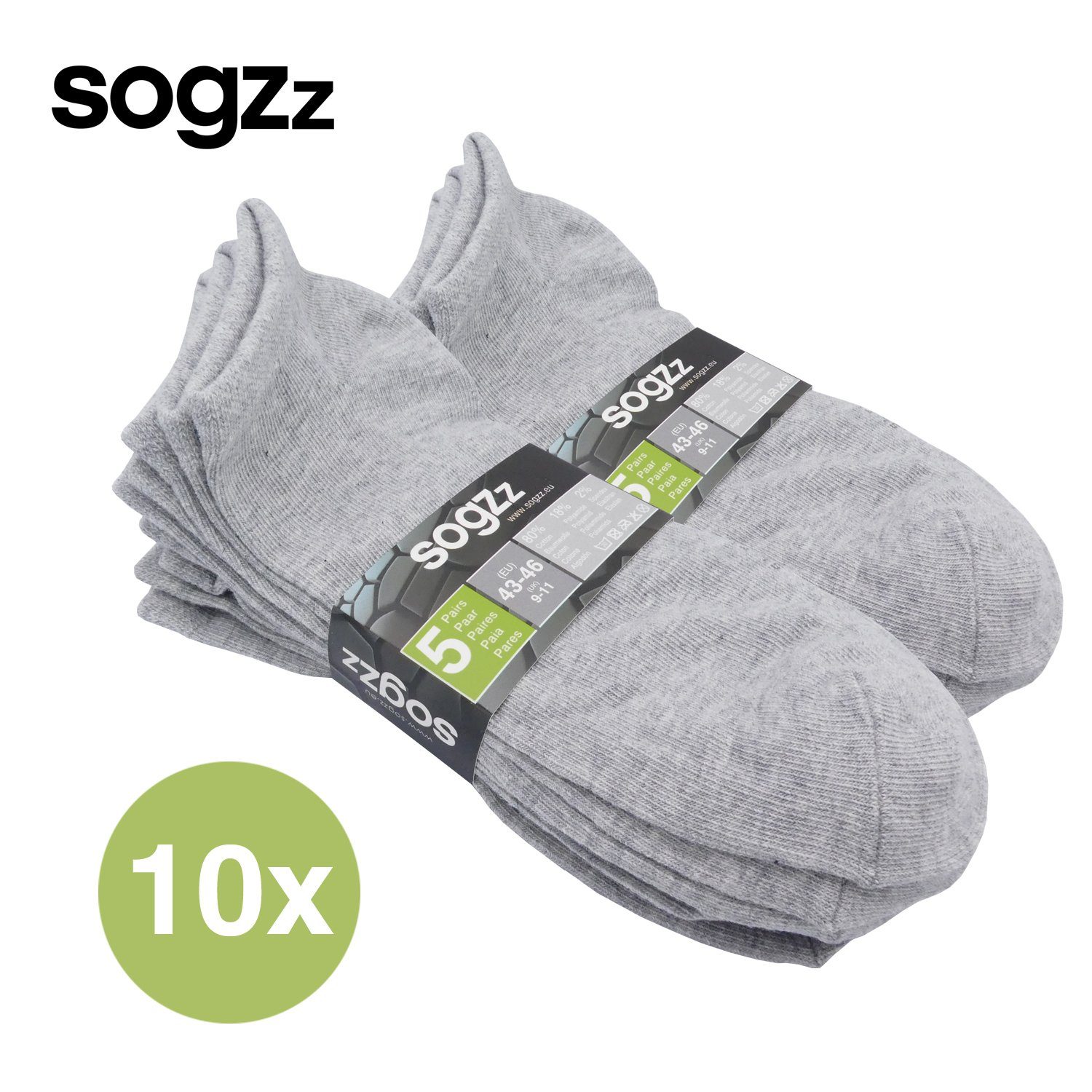 sogzz Sneakersocken 5-60 Paar Sneaker Socken aus 80% Baumwolle für Damen & Herren (35-38, Grau, 10-Paar) – Bild 2 von 5