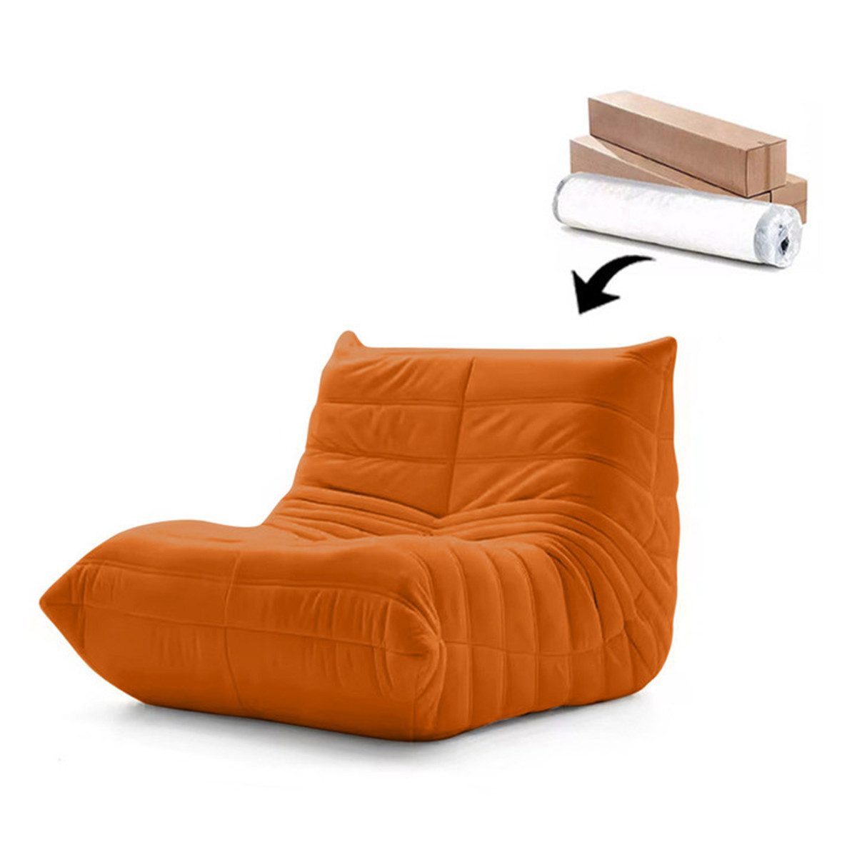 TWSOUL Sitzsack Bodensofa mit 35D Schaum,Raupen-sitzsackstuhl,87CM*102CM*70CM, ohne Montage,Bequem & Modern für Wohnzimmer & Schlafzimmer