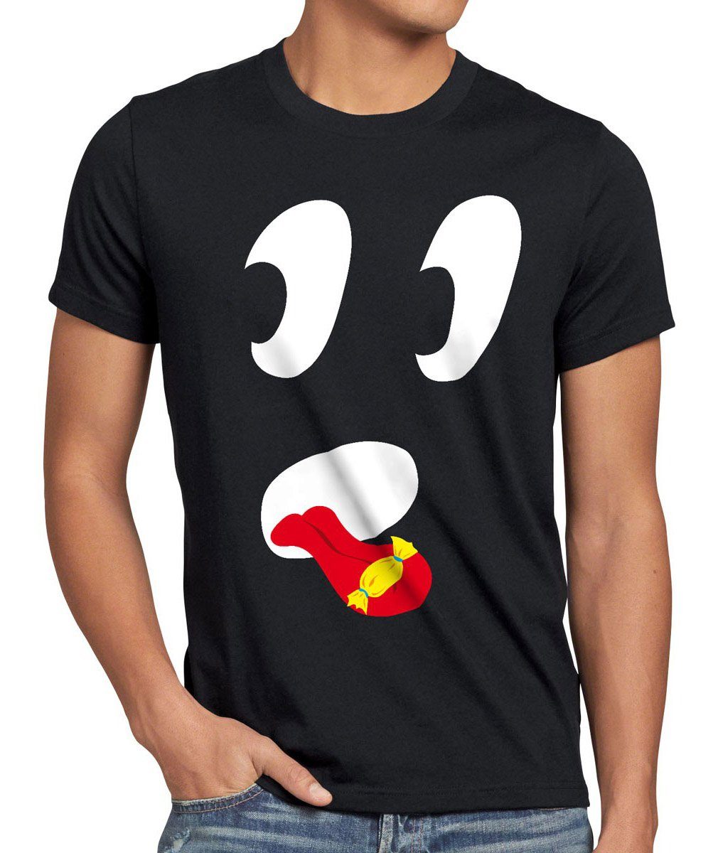 Geist style3 Fun Gesicht Herren Halloween Kostüm T-Shirt Party Fasching Süßer Kopf Print-Shirt schwarz Gag