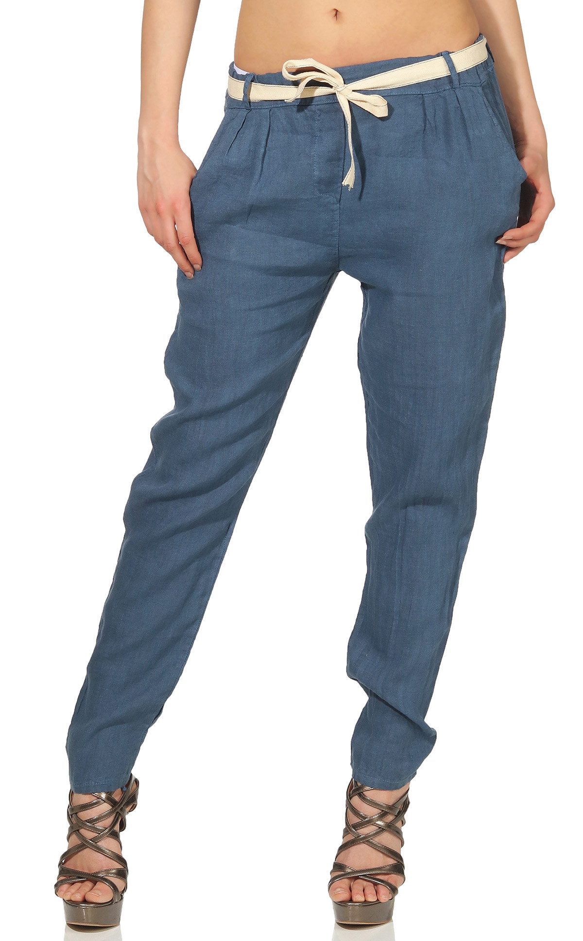 Mississhop Leinenhose Damen Leinenhose lockere Freizeithose günstig online kaufen