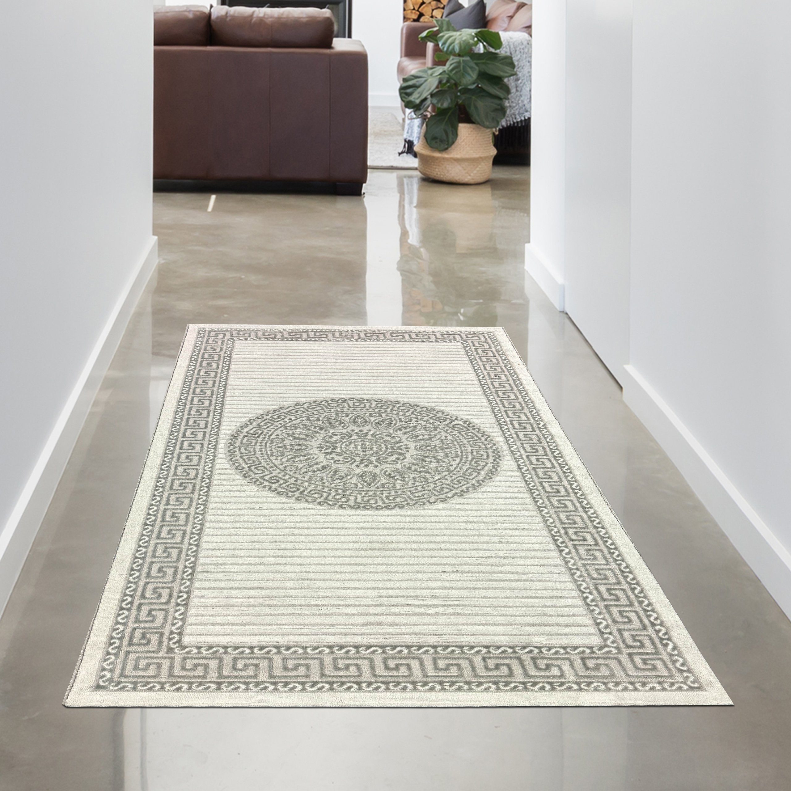 Carpetia Teppich Carpetia Wohnzimmer Teppich modern orientalisch elegant glänzend grau, rechteckig, Höhe: 5 mm