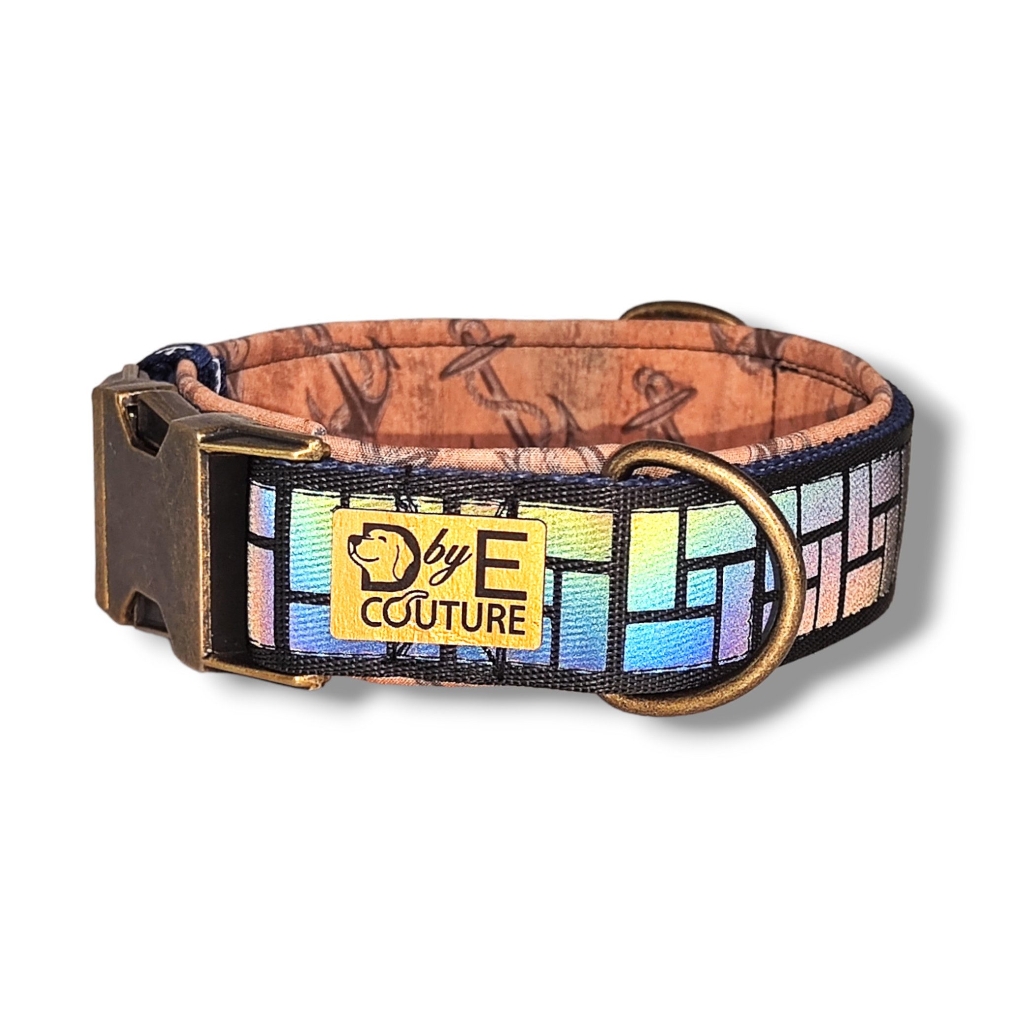 D by E Couture Hunde-Halsband "Northern Light II", reflektierend, gepolstert, verstellbar, 40mm breit, Handmade
