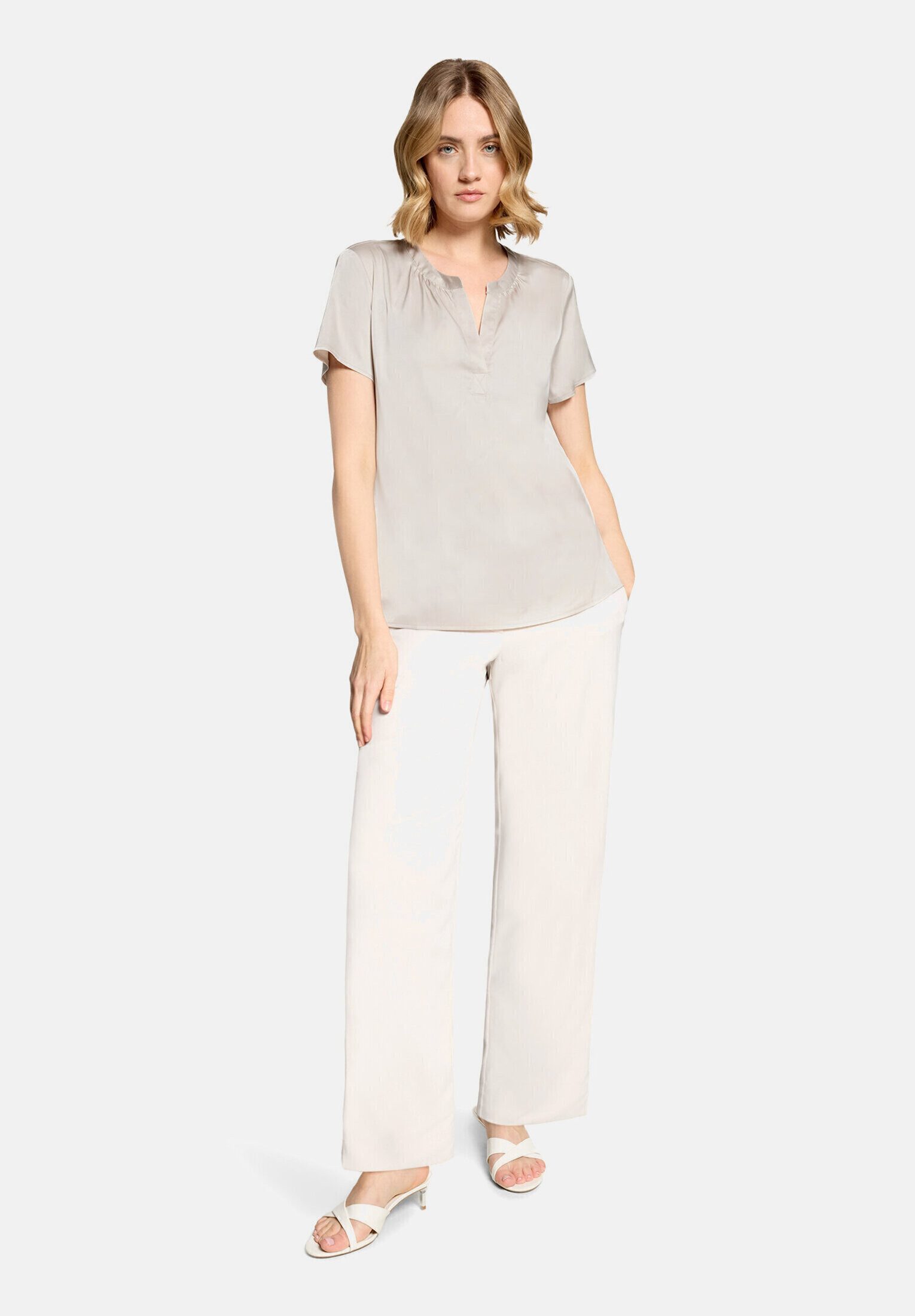 Satinbluse Damen kurzarm