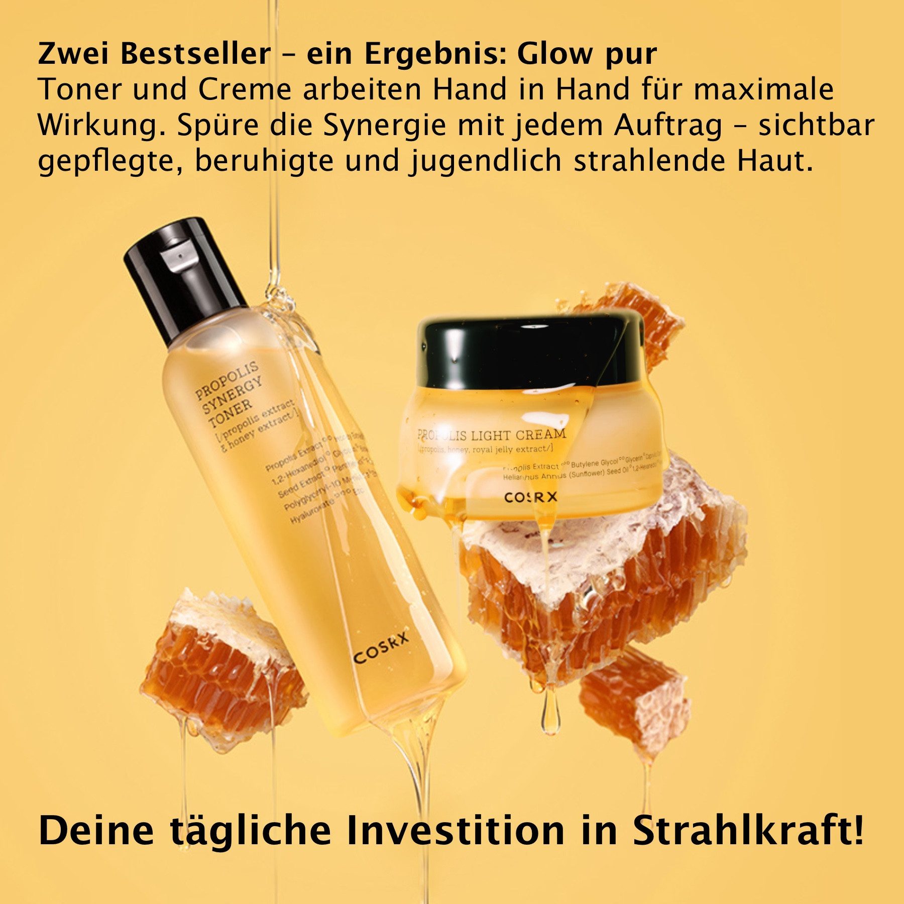 Cosrx Gesichtspflege-Set COSRX Full Fit Propolis Synergy Creme + Toner Tagespflege, 2-tlg., Gesichtspflege-Set, Hautpflege, COSRX, Toner, Creme
