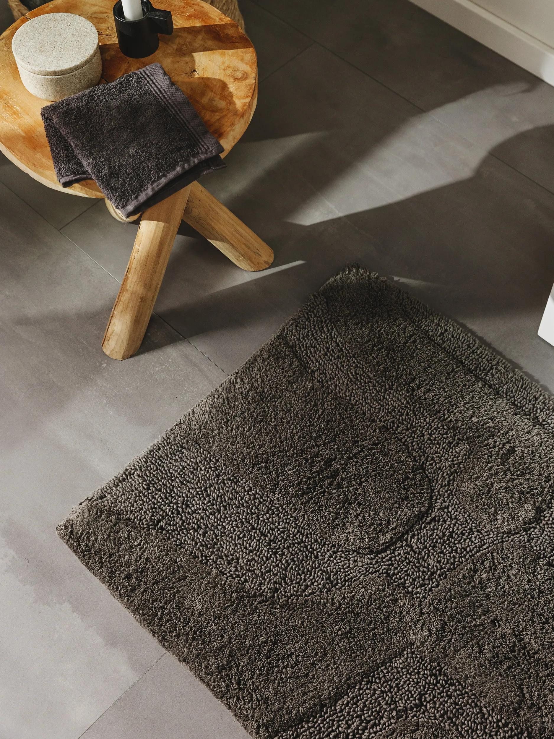 benuta Badematte Nehir, Höhe 6 mm, Baumwolle, rechteckig, 100% Baumwolle, handgeknüpft, Abstrakt, Minimalistisch, Badezimmer