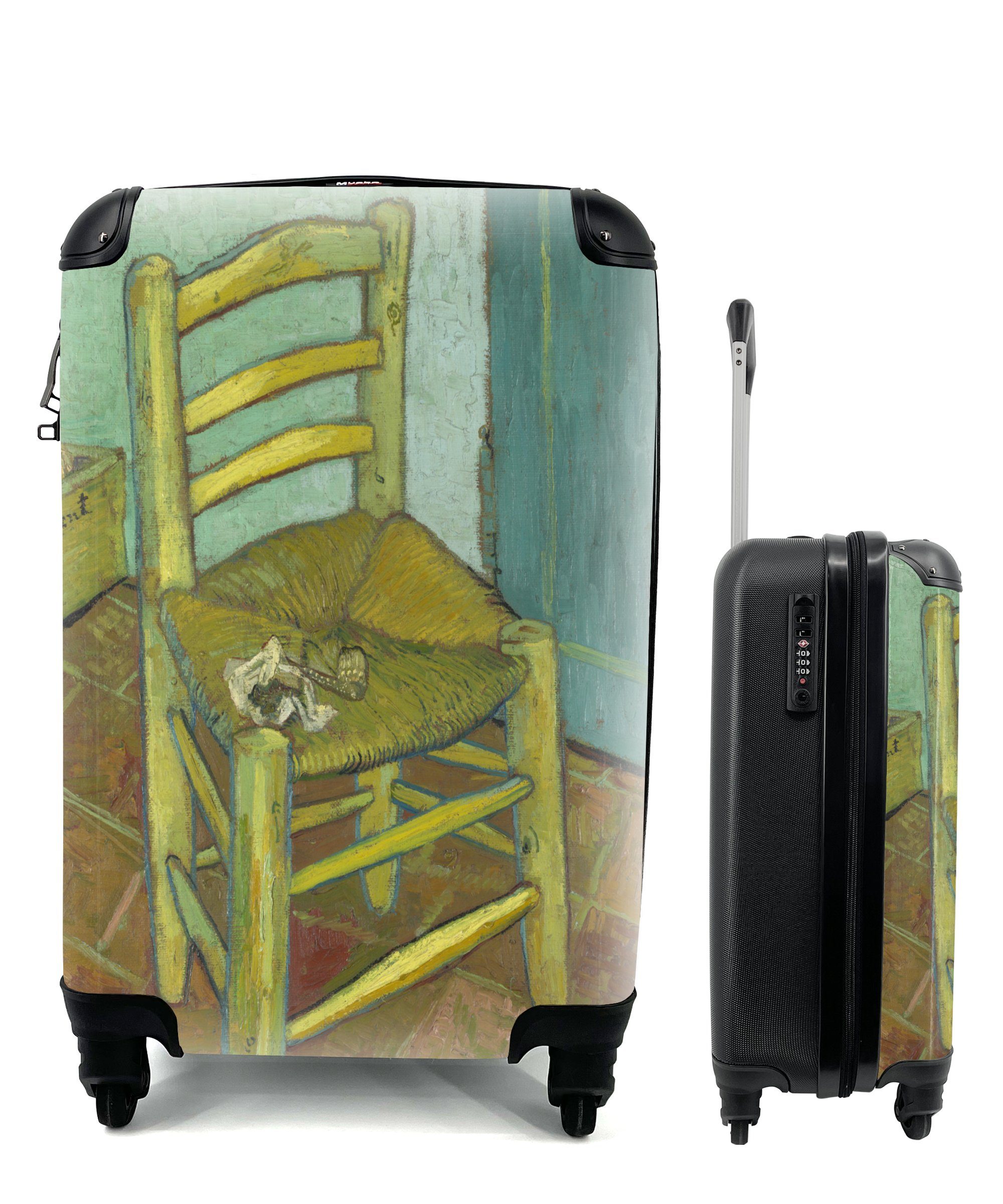 MuchoWow Handgepäckkoffer Der Stuhl von Vincent - Vincent van Gogh, 4 Rollen, Reisetasche mit rollen, Handgepäck für Ferien, Trolley, Reisekoffer