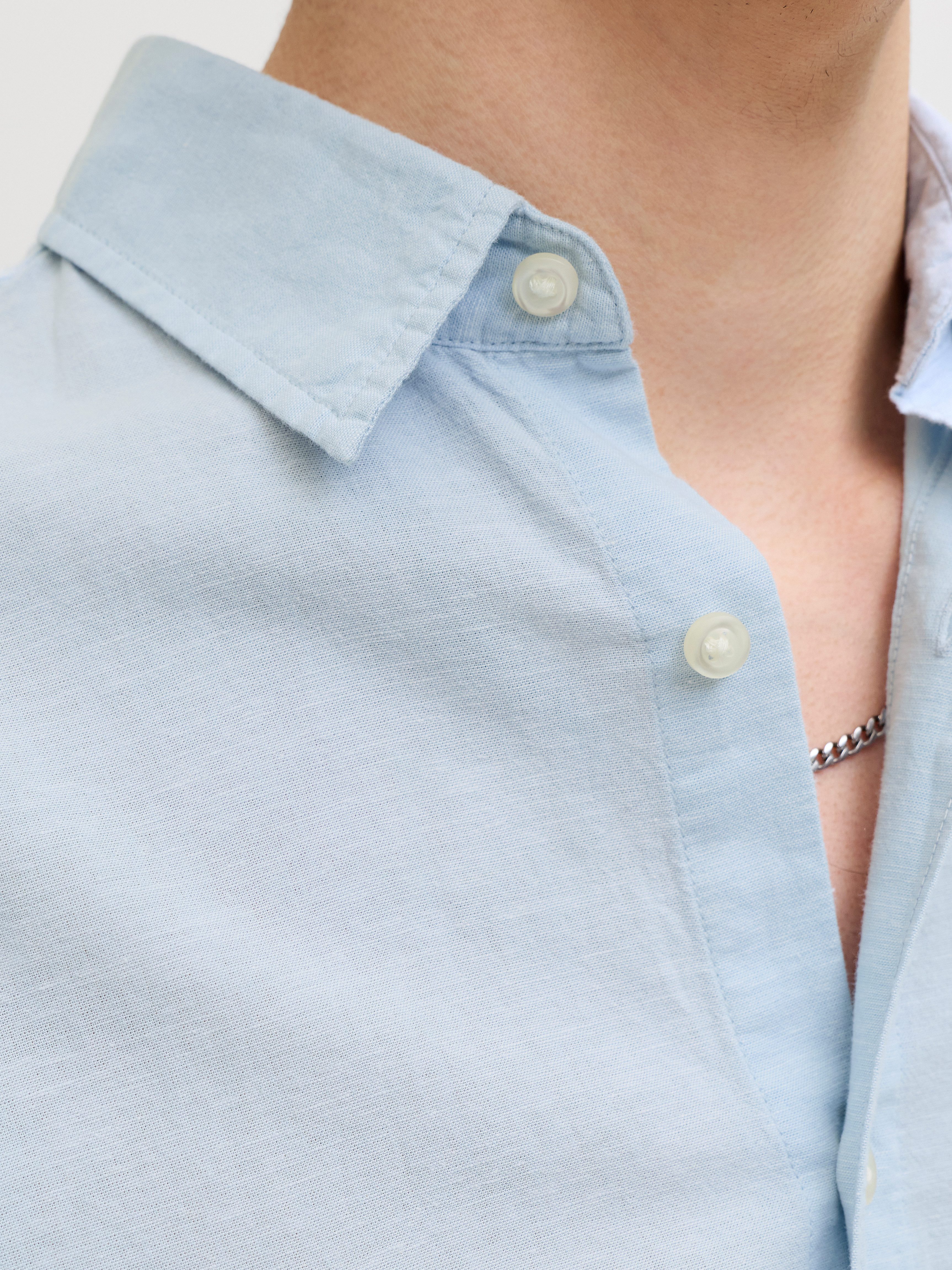 Jack & Jones Kurzarmhemd JJEBREEZE LINEN BLEND SHIRT S/S SN mit Leinen