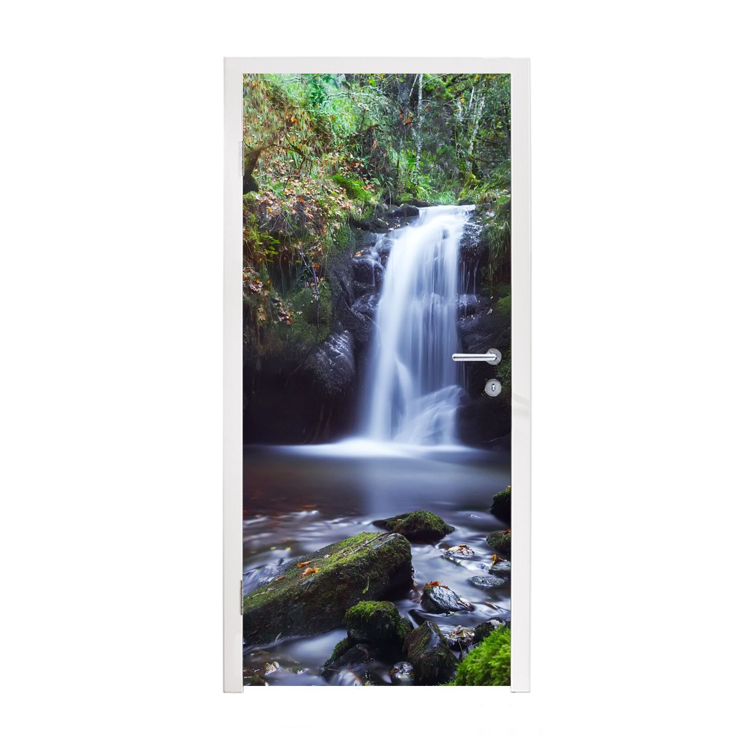 MuchoWow Türtapete Wasserfall - Natur - Wasser, Matt, bedruckt, (1 St), Fototapete für Tür, Türaufkleber, 75x205 cm