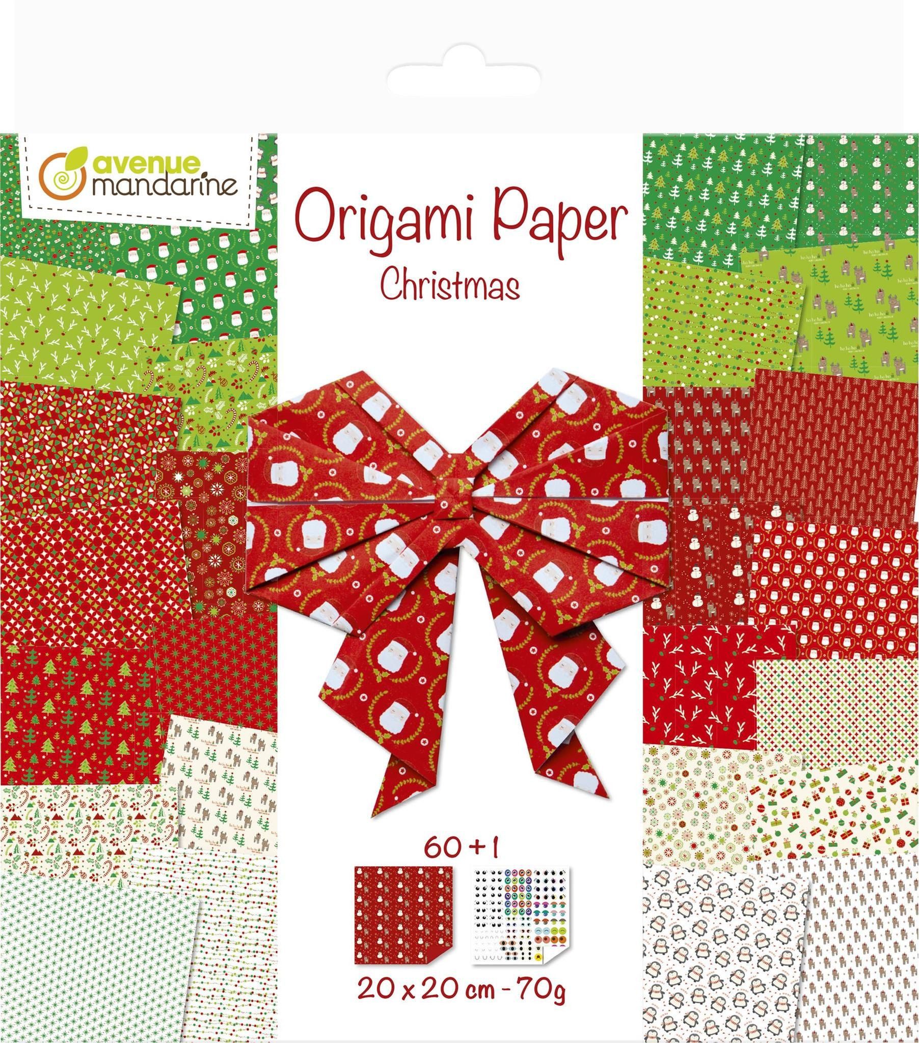 Avenue Mandarine Bastelkartonpapier Avenue Mandarine Origamipapier 20x20 60Bl 70g X-MAS
