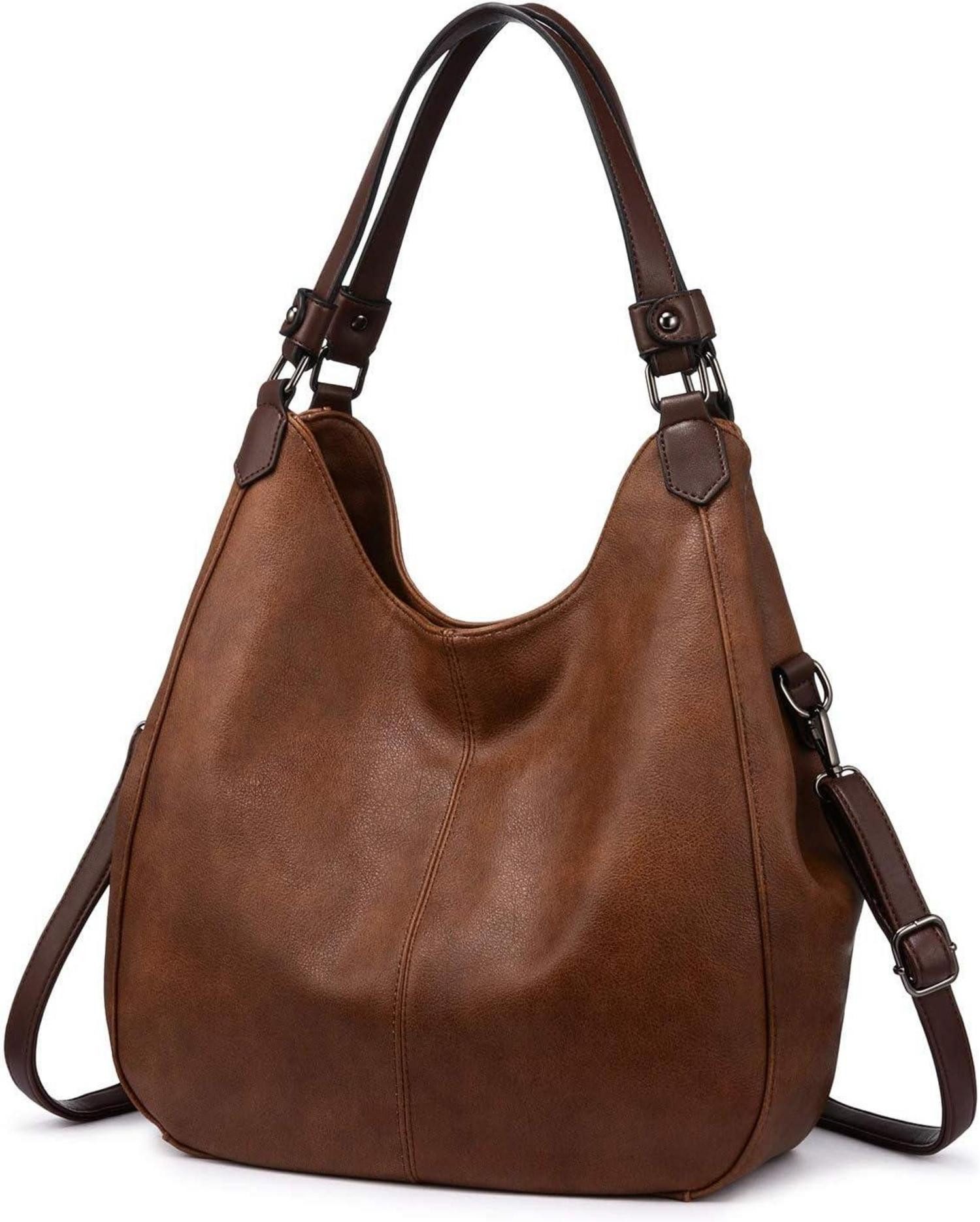 Shopper Handtasche Damen Shopper Groß Vintage Umhängetasche Lederimitat Braun