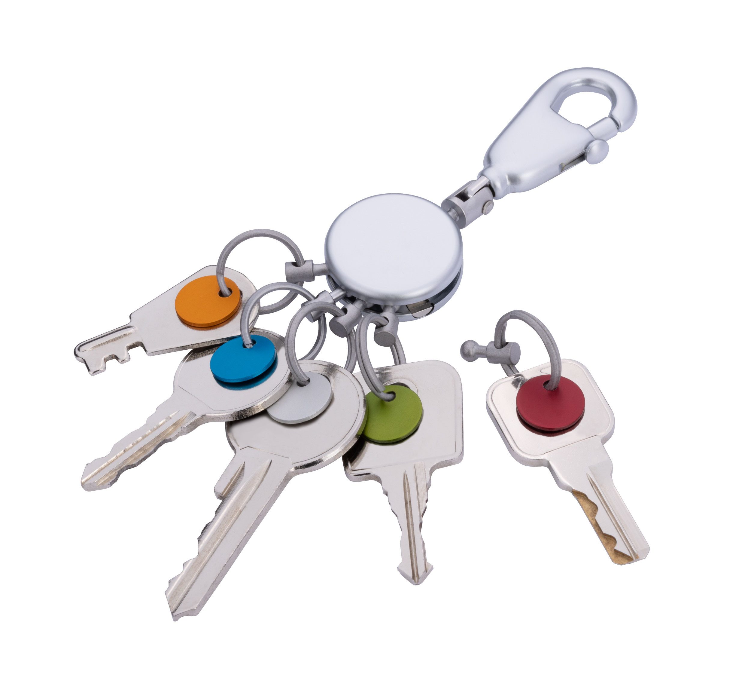 TROIKA Schlüsselanhänger PATENT Colour mit Karabiner & 5 abnehmbaren Ringen, bunte Markierungen, für übersichtliche Schlüsselorganisation mit patentiertem System