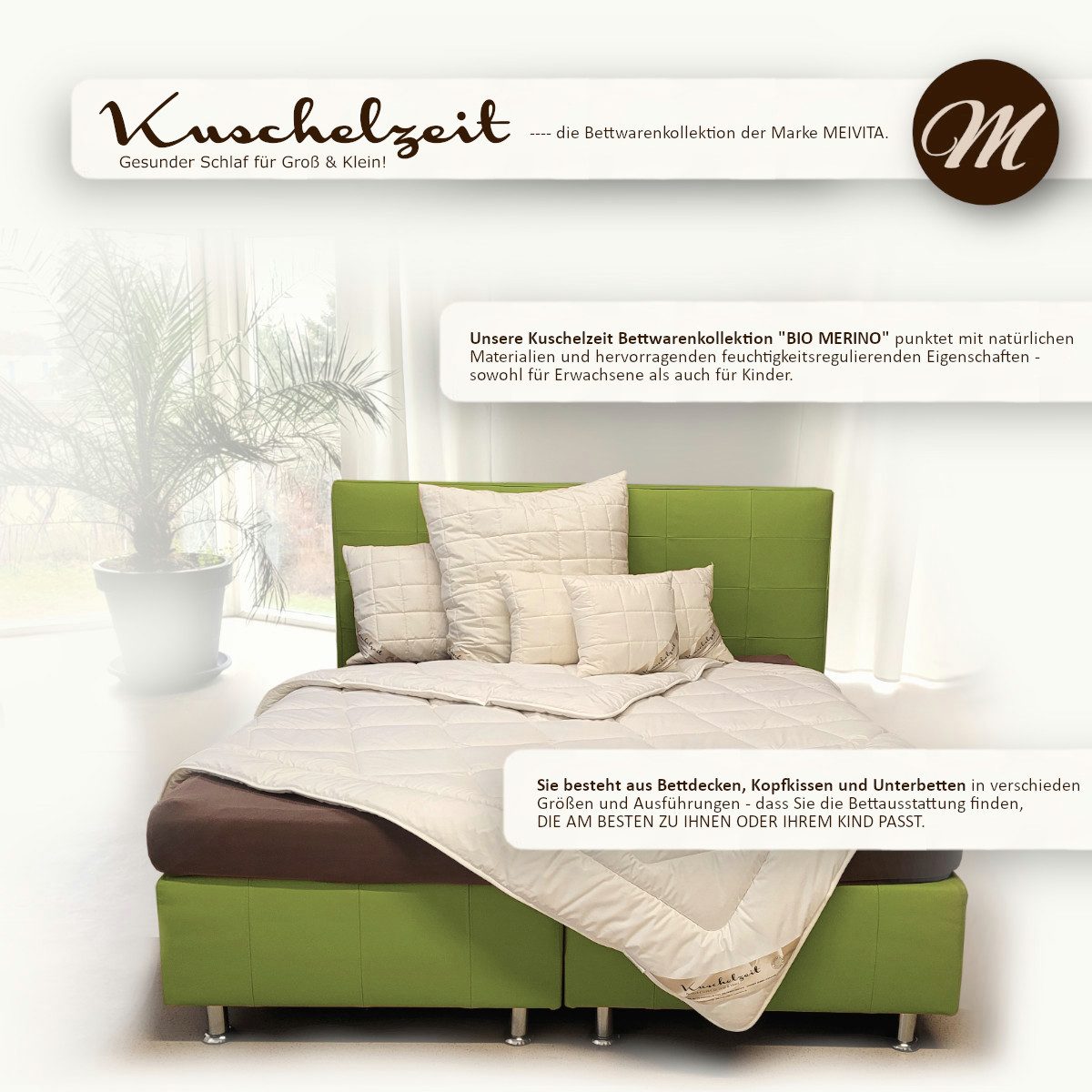 Meivita Naturhaarkissen Bio Merino Schafschurwollkugel Kopfkissen Bezug kbA günstig online kaufen