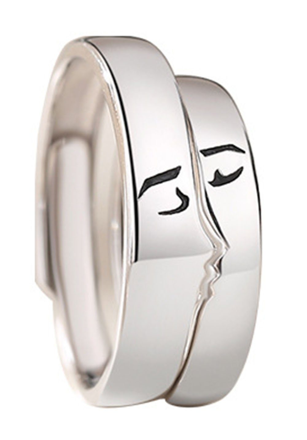 Haiaveng Fingerring s925 Silber Ringe, Paar Ringe Männer und Frauen,2 Stück, Patchwork-Ring, verstellbarer Ringe