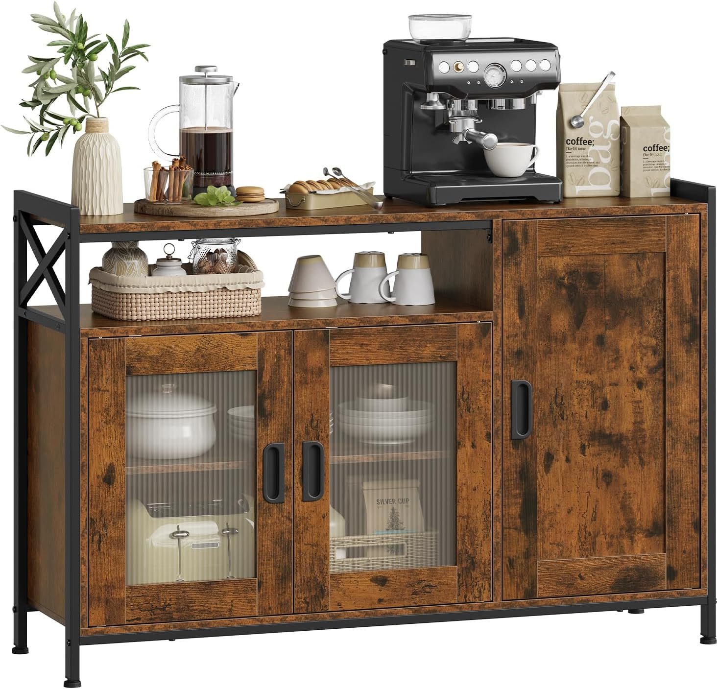 Woltu Sideboard, Küchenschrank aus MDF und Metall, für Küche Wohnzimmer Flur