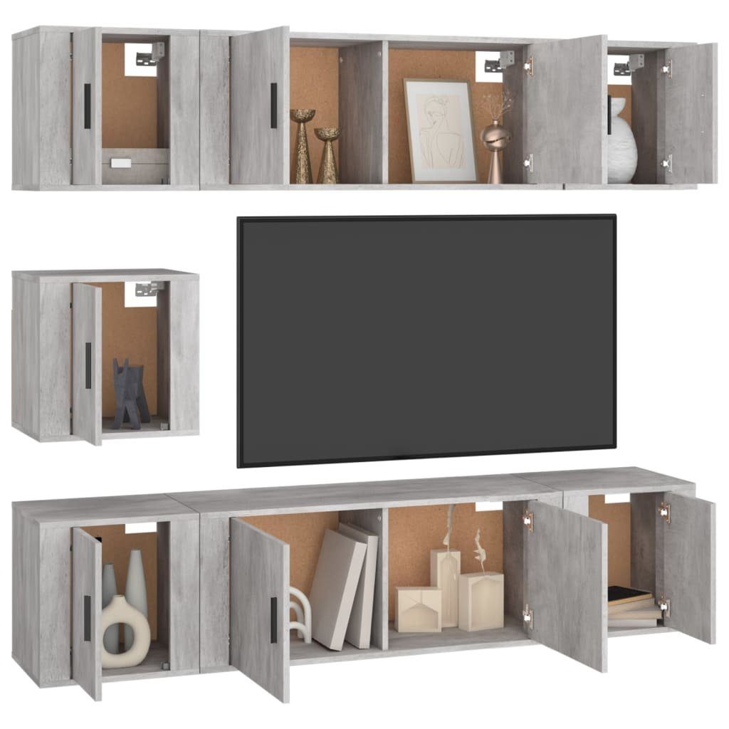 TV-Schrank-Set Grau TV-Schrank Sonoma furnicato 7-tlg. Holzwerkstoff