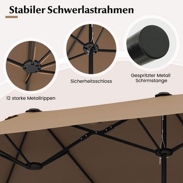 COSTWAY Sonnenschirm 400x200cm Gartenschirm, mit Ständer, Kurbel, UPF 50+