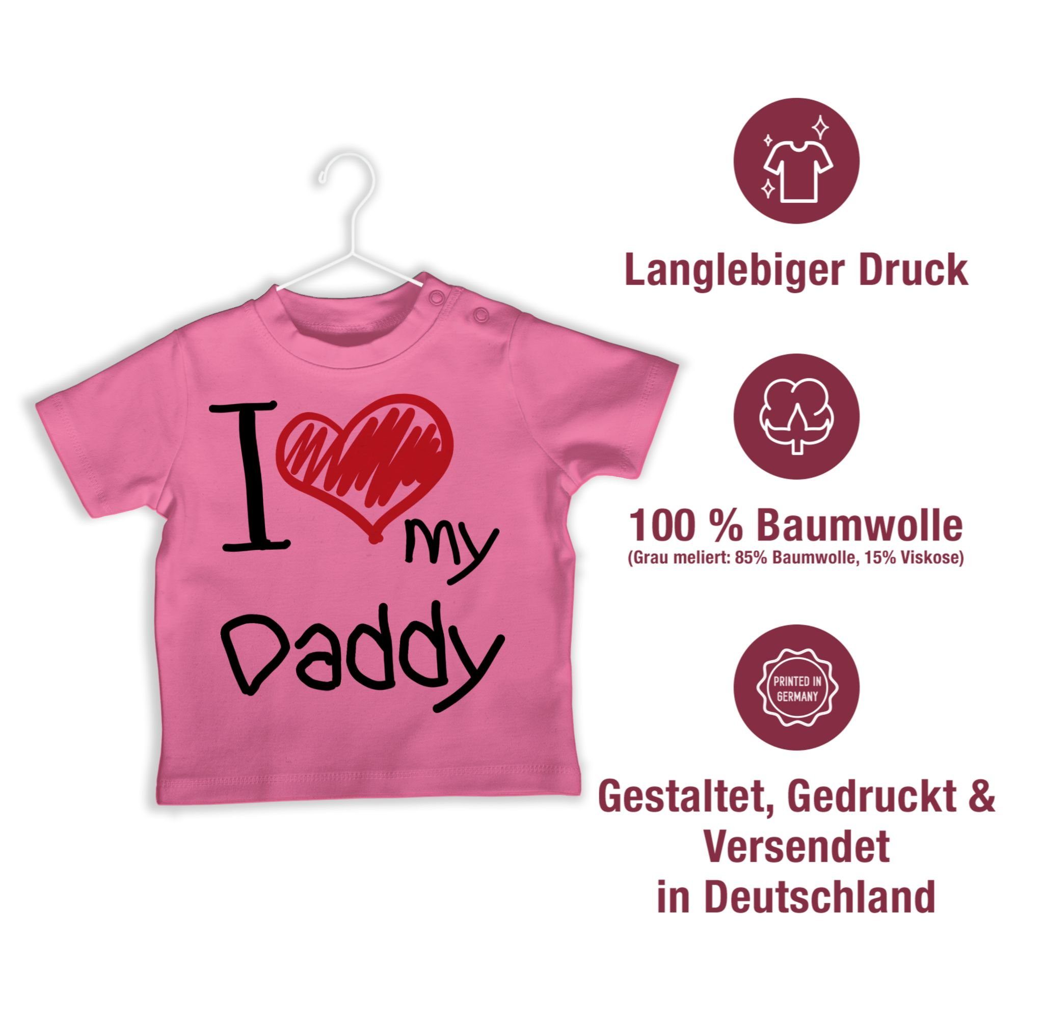 3 Pink Baby T-Shirt Geschenk love I schwarz my Vatertag Daddy Shirtracer