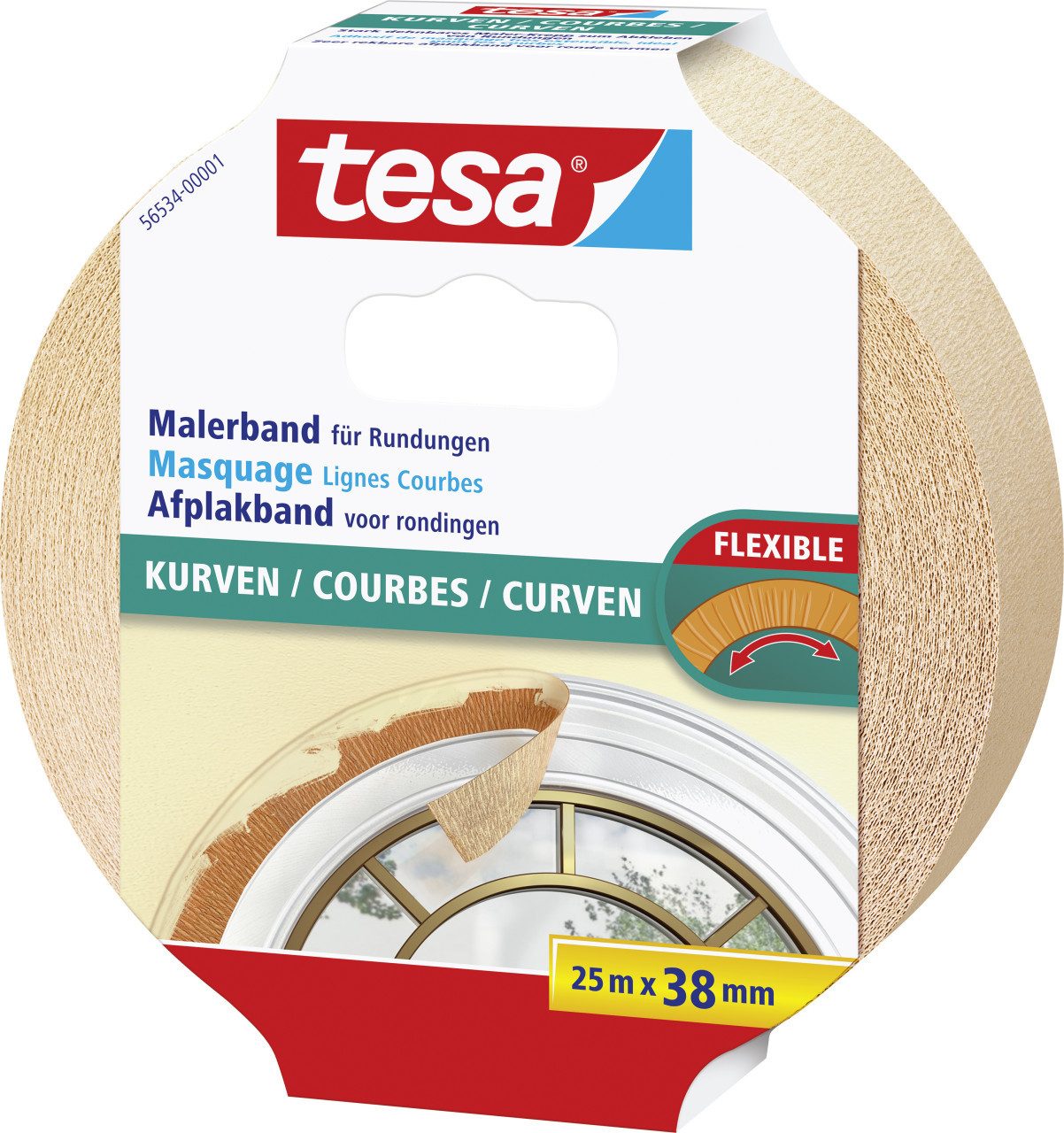 tesa Kreppband tesa Malerband für Kurven 25 m x 38 mm, beige