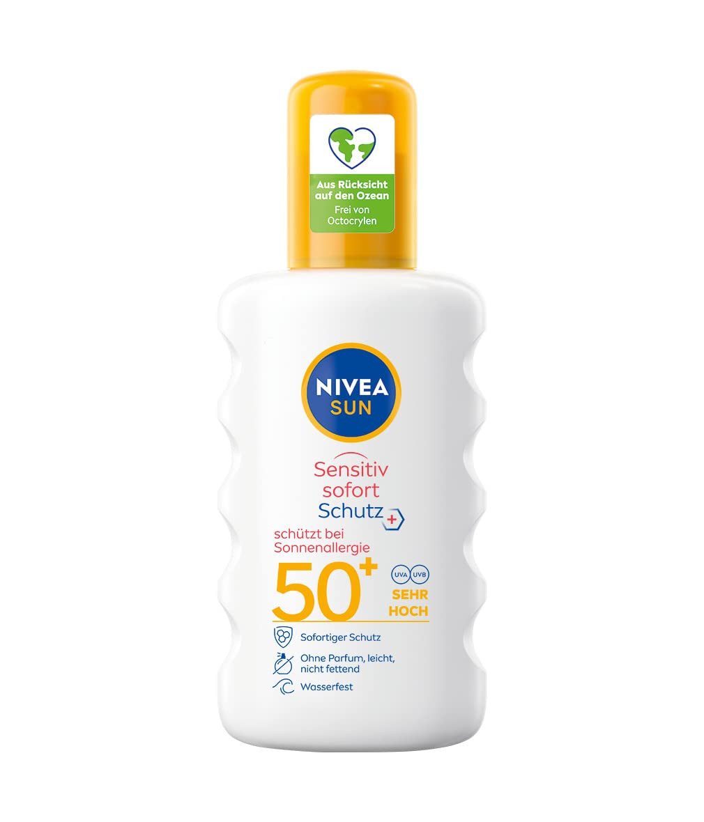 Nivea Sonnenschutzspray Sonnenschutz Sensitive Sofort-Schutz Sonnenspray LSF 50+, 1-tlg.