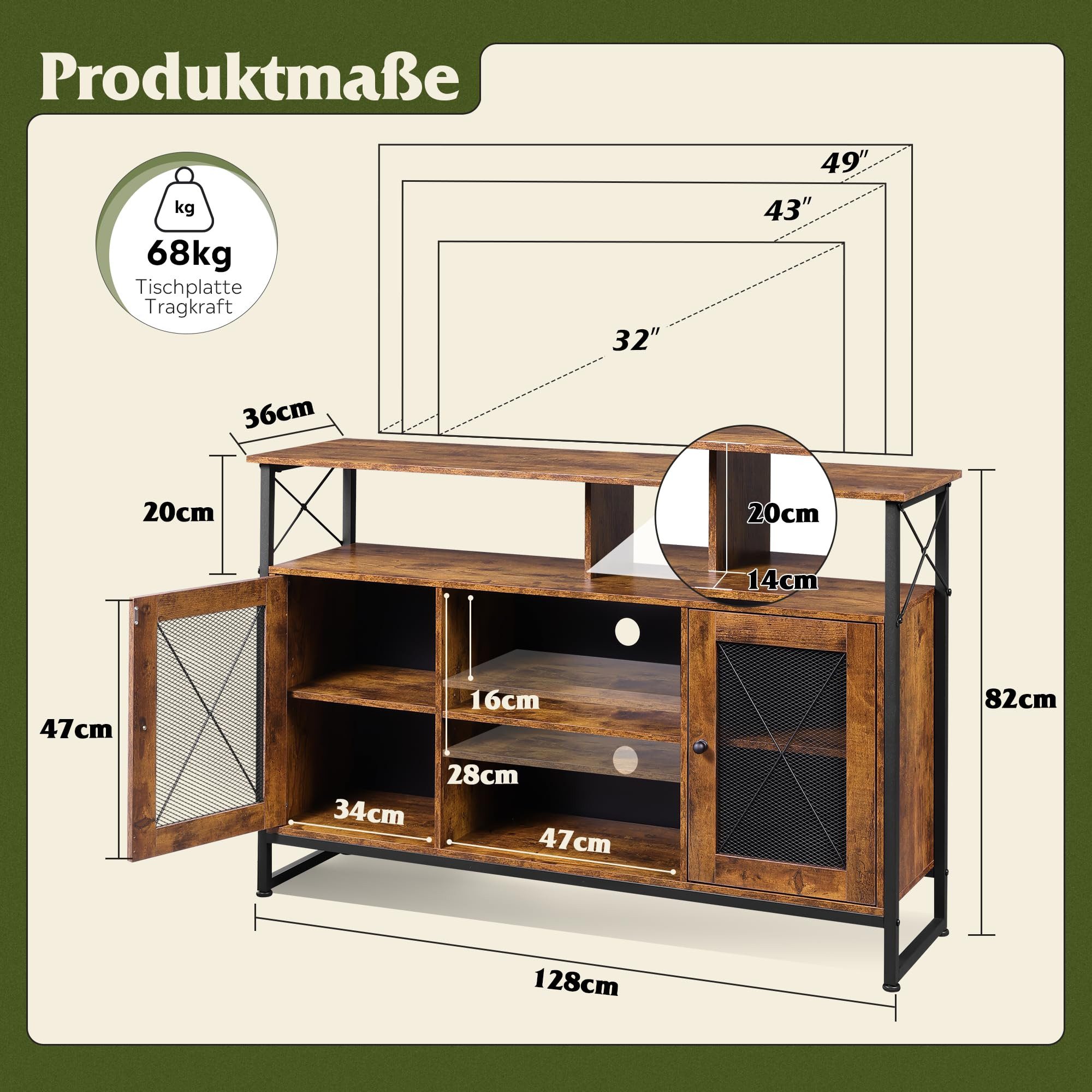 WLIVE Lowboard 128 cm TV Schrank günstig online kaufen