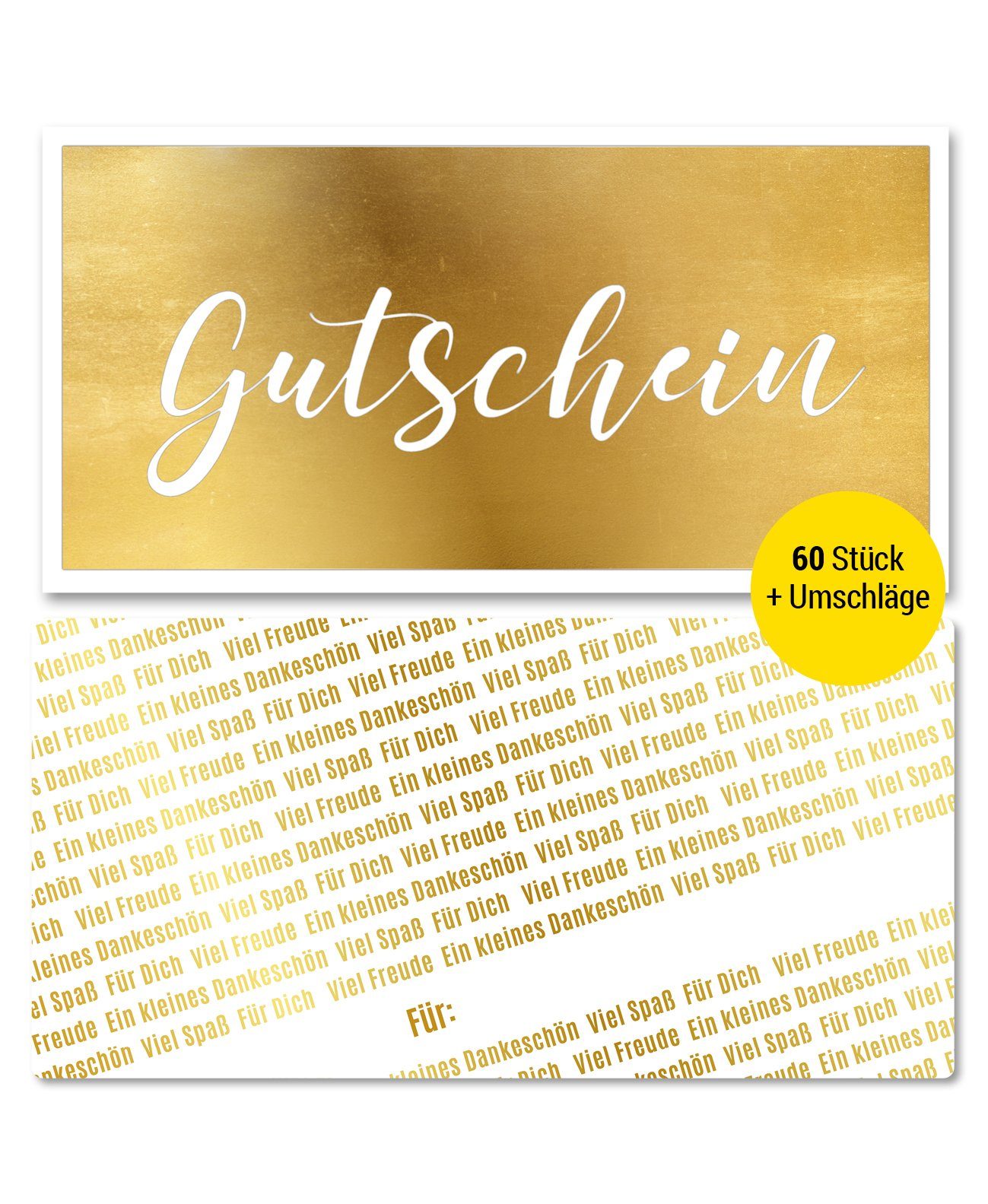 Frank Paperman Geschenkkarte Gutscheine & Terminkarten, Goldfolienprägung, Stempelfeld, 100 % Recyclingpapier, Geschenkgutschein, Danke, Geburtstag