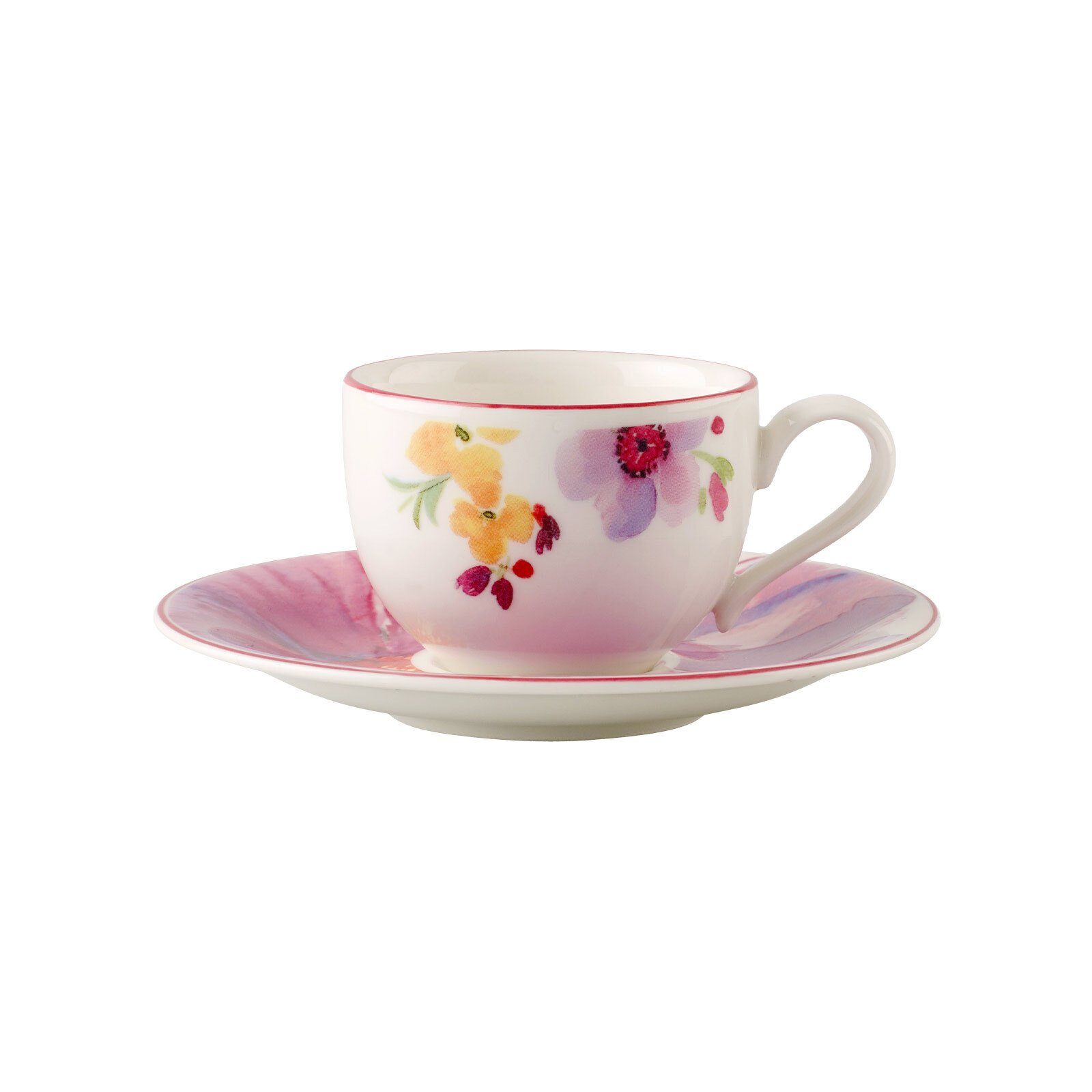 Villeroy & Boch Tasse Mariefleur Basic Espressotasse mit Untertasse, 2-tlg., Porzellan