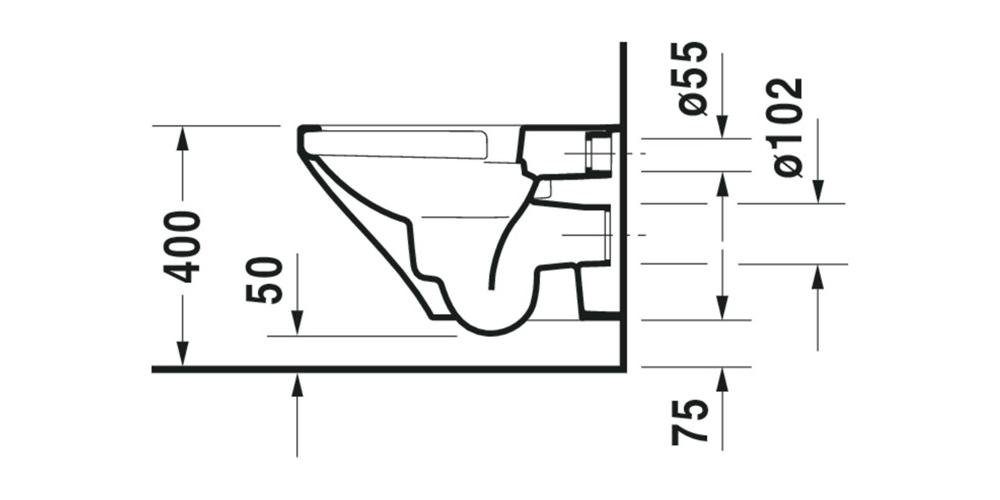 Duravit Bidet Wand-WC DURASTYLE RIMLESS tief, 370x540mm weiß weiß