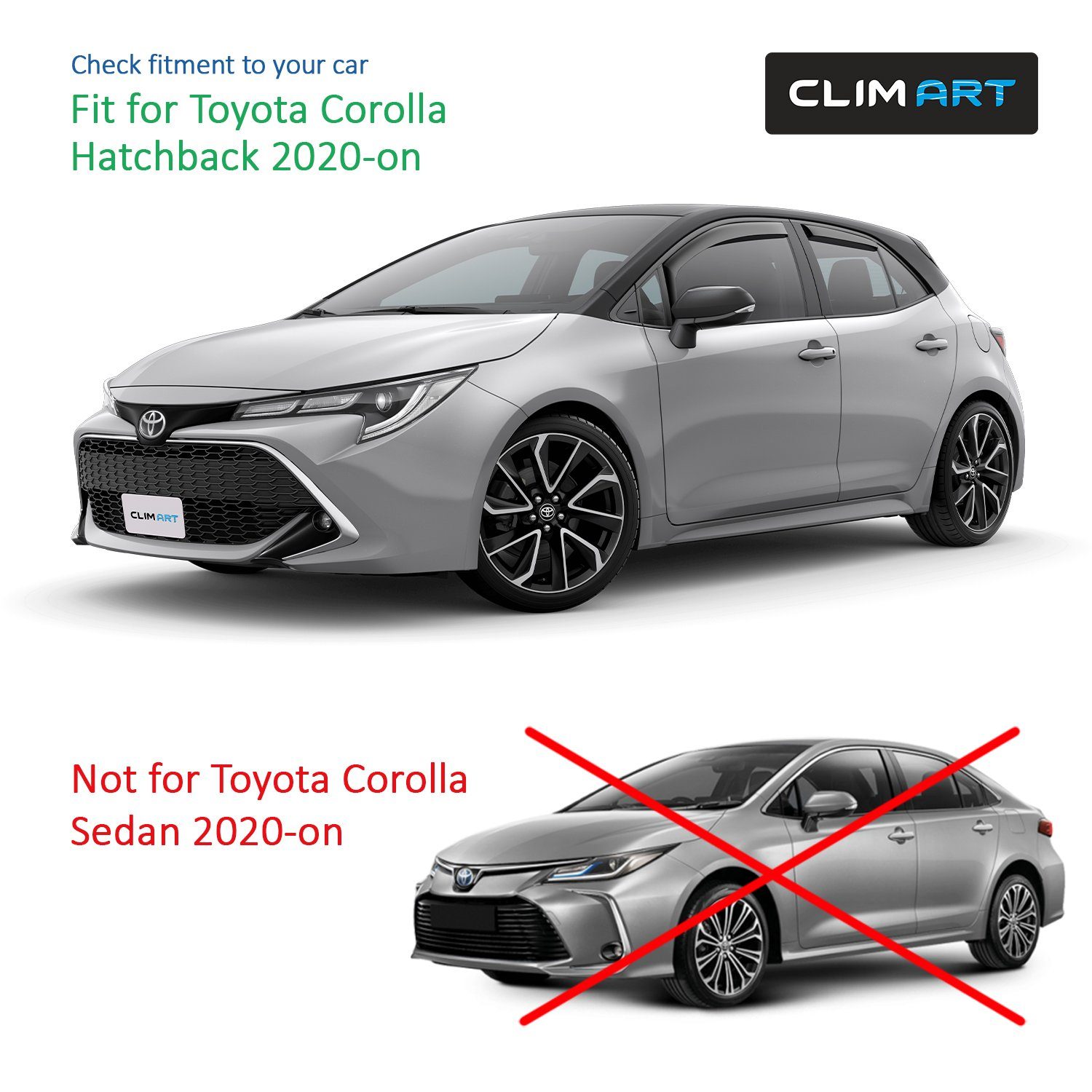 Clim Art Auto-Fußmatte CLIM ART St) (4 Windabweiser 2020-2023 Corolla(Schrägheck) Toyota für mit