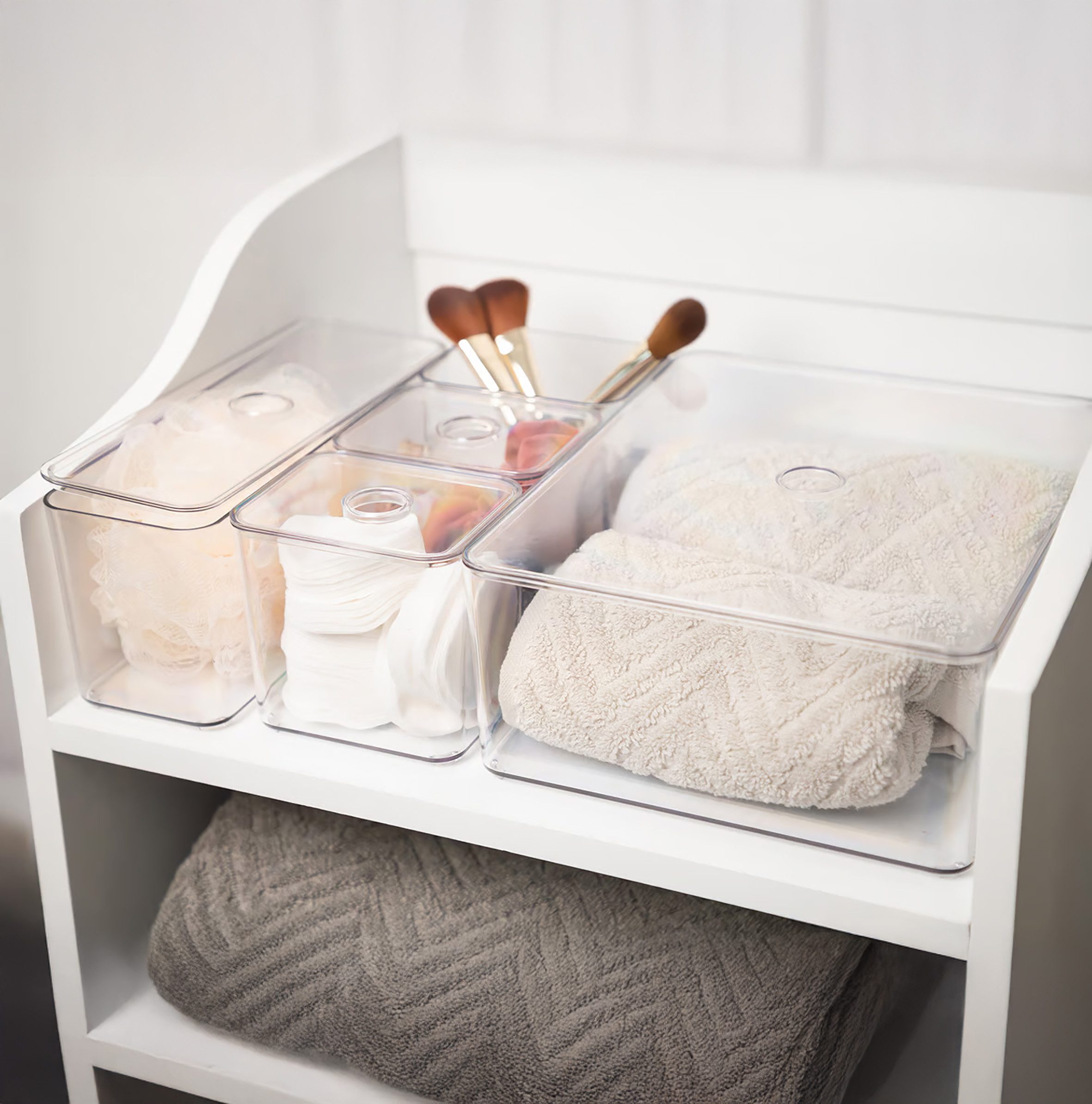 Spetebo Aufbewahrungsbox Badezimmer Organizer transparent (Set günstig online kaufen