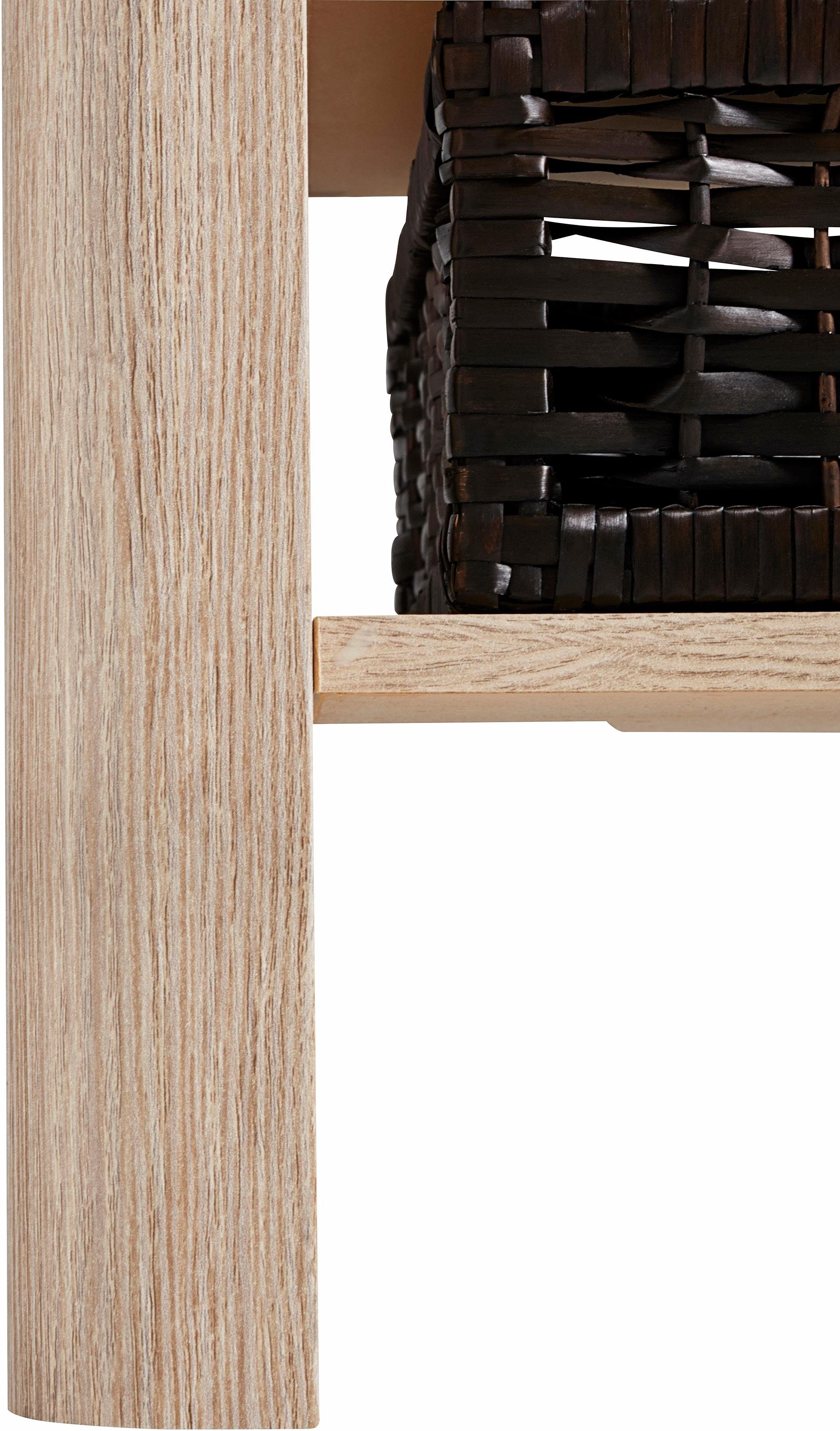 eiche/dunkler 2 PRO Ablageböden, sonoma Körbe Ablagefächer, Line aus als 2 Holz, rechteckig Korb Couchtisch,