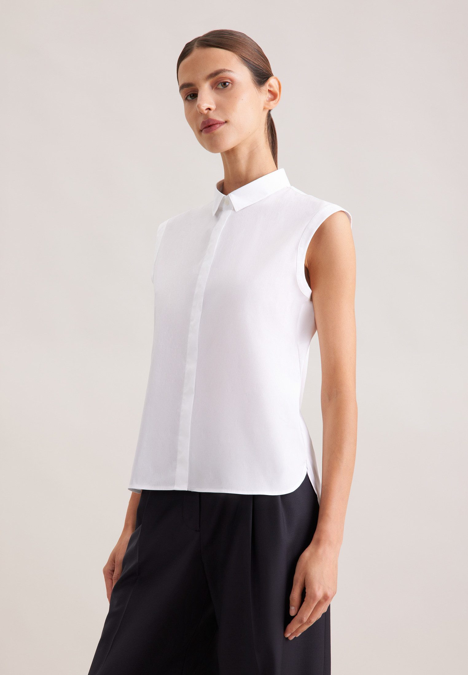 seidensticker Hemdbluse Ohne Arm Kragen Uni