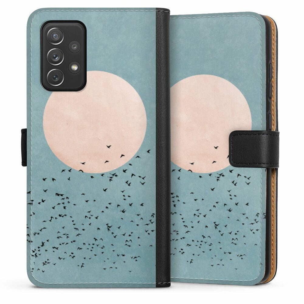 DeinDesign Handyhülle Vogel Sonne Art Fly Away, Samsung Galaxy A72 Hülle Flip Case Klapphülle Handytasche Leder