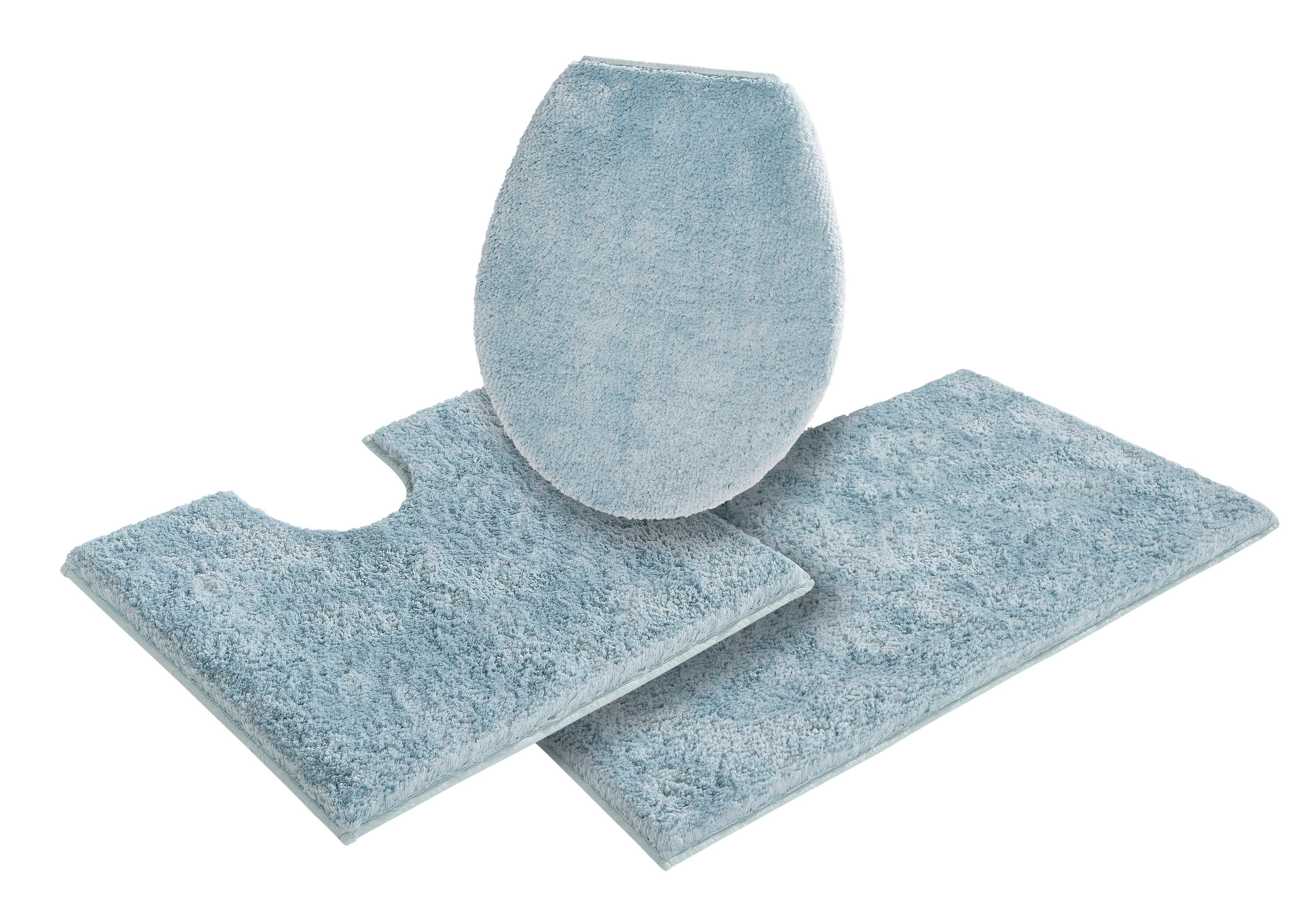 OTTO home Badematte Jos, Badvorleger, Badezimmer Teppich, Höhe 22 mm, rutschhemmend beschichtet, schnell trocknend, fußbodenheizungsgeeignet, Polyester, rechteckig, 3-tlg. Stand-WC Set, Badematten in Pastell-Farben, Badteppich als 3 teiliges Set erhältlich