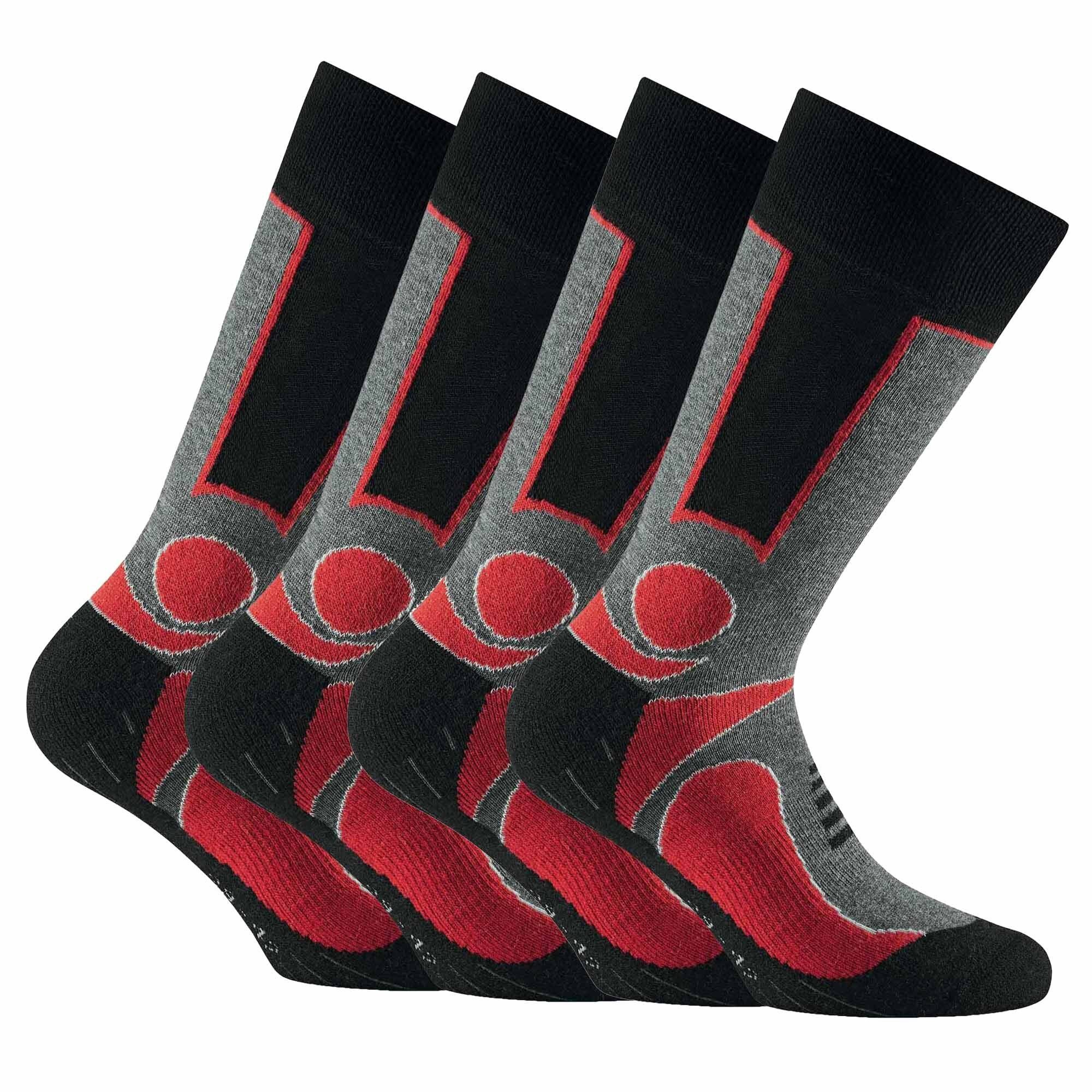 Rohner Socks Sportsocken Unisex Trekking Socken, 4er Pack - Basic Outdoor Rot