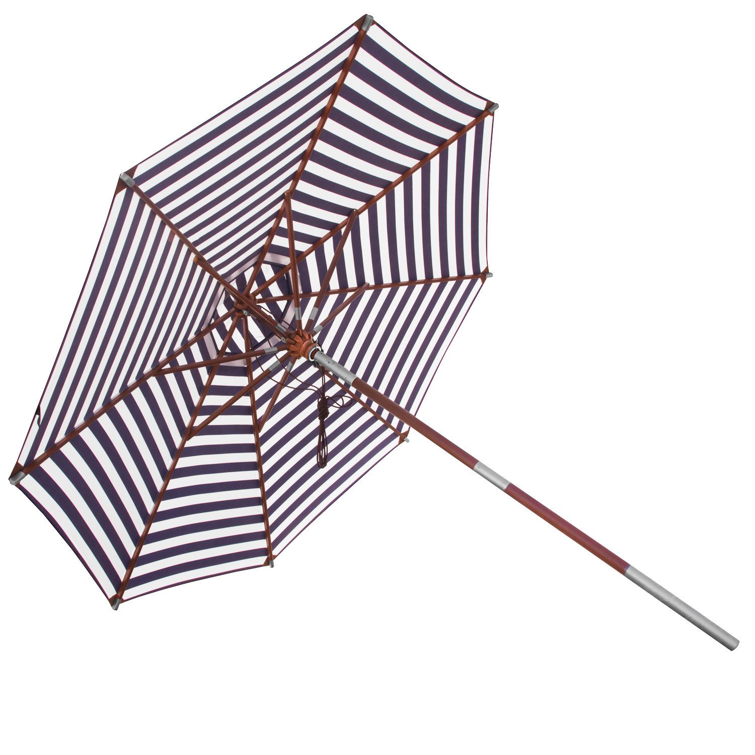anndora-sonnenschirm Balkonschirm 3 Meter rund blau weiß gestreift, wasserabweisender Stoff - Seilzugsystem mit Umlenkrollen - Winddach