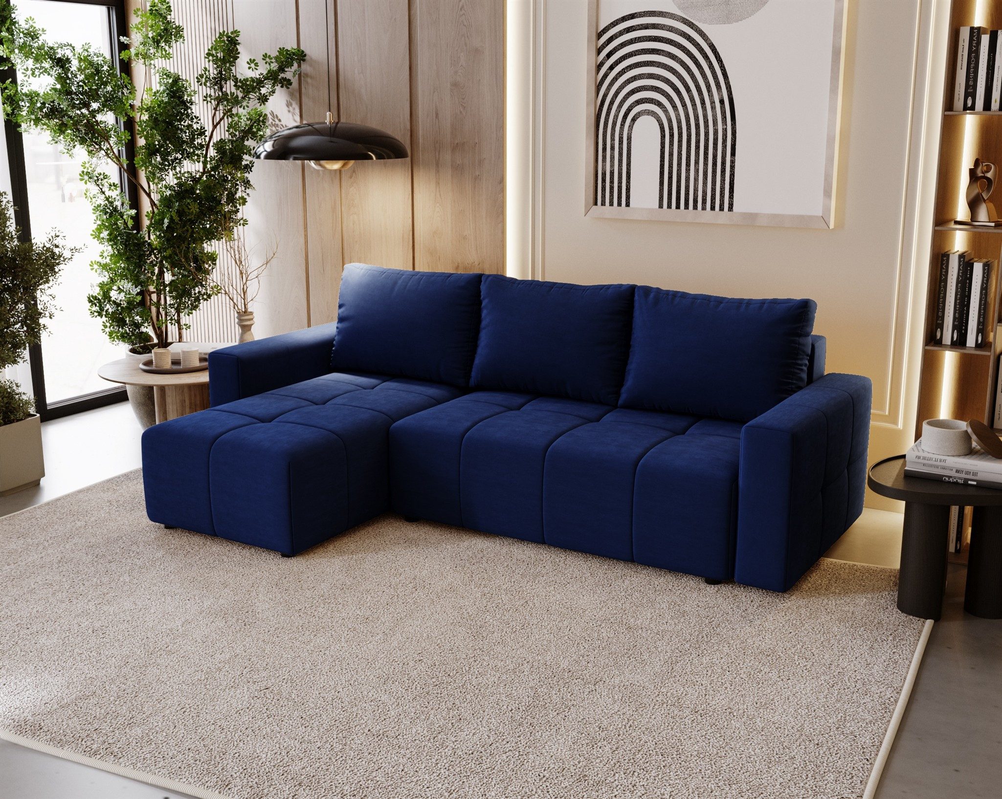 Fun Möbel Ecksofa Schlafsofa Sofa NOHA in Stoff, Ottomane Links oder Rechts, Bettkasten u nd Rundumbezug