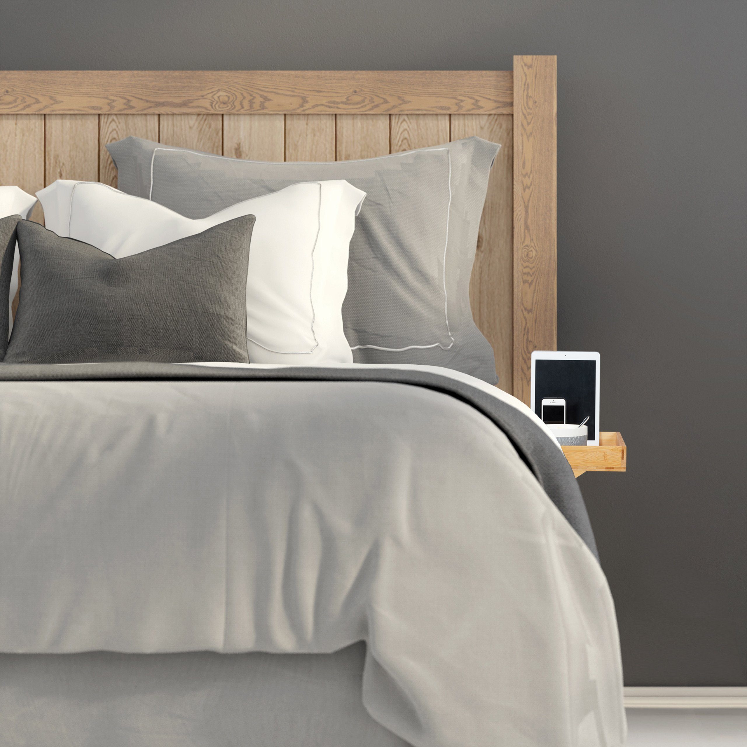 relaxdays Nachttisch Bettablage Bambus mit Organizer günstig online kaufen